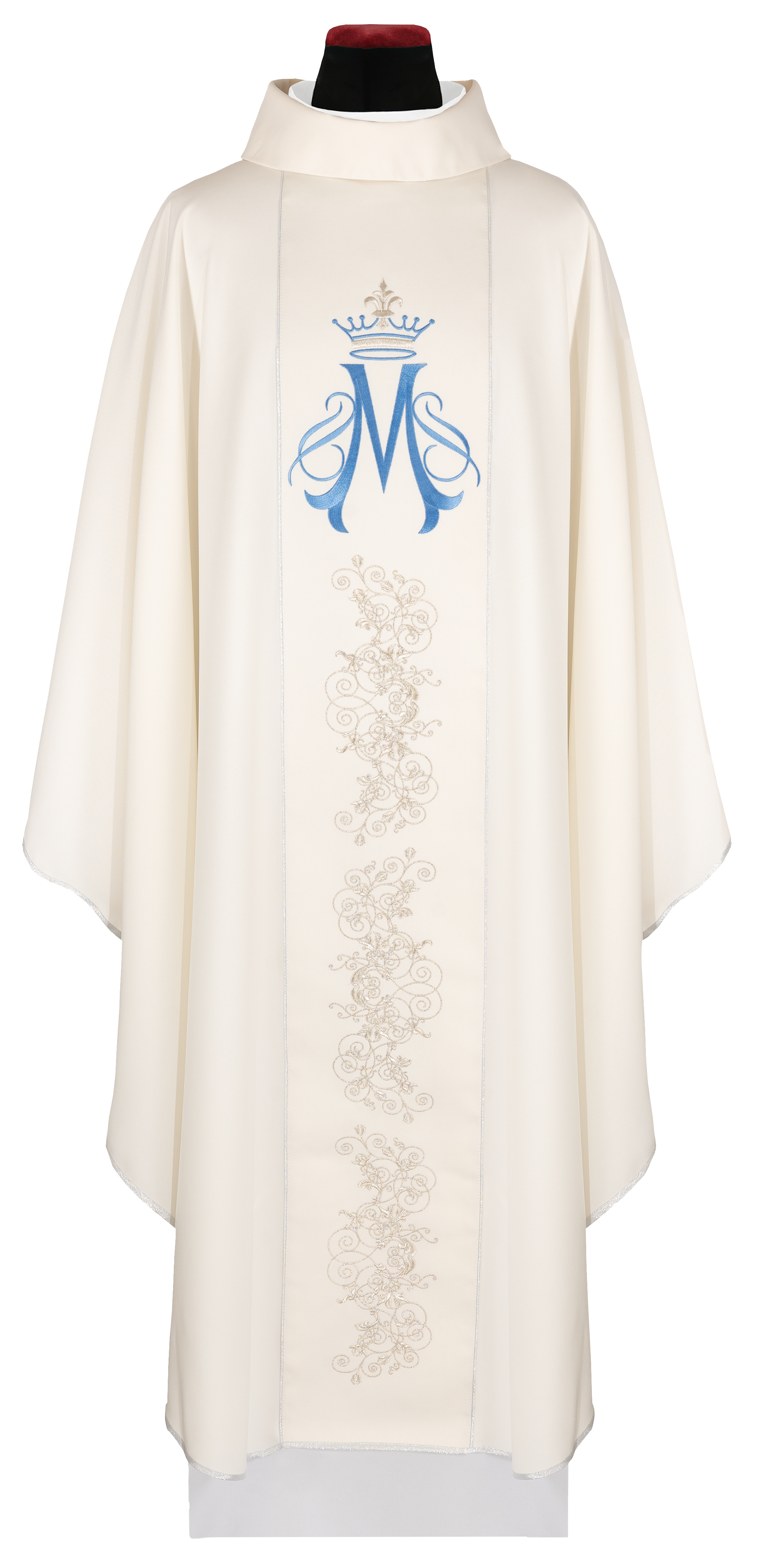 Ornat haftowany z motywem Maryjnym ecru - ORNATY.PL