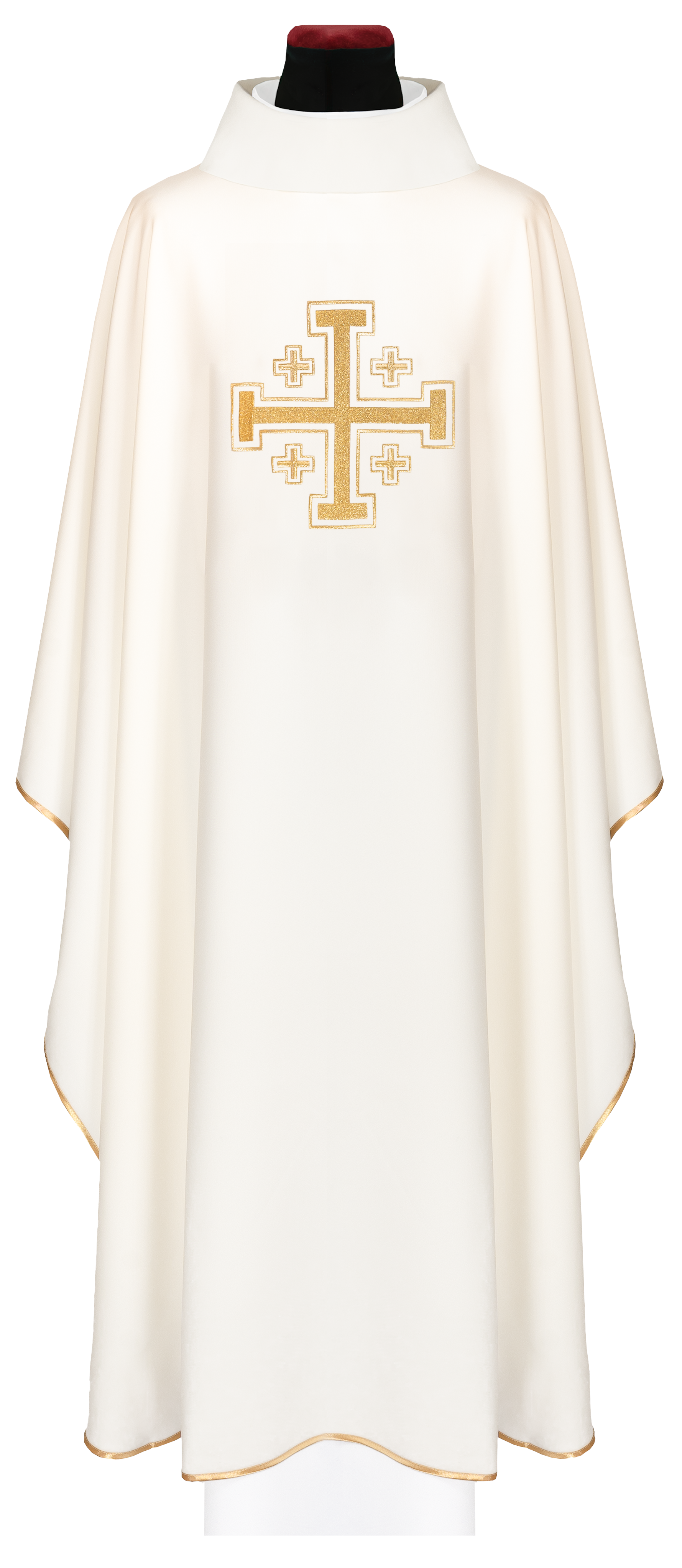 Ecru ornat haftowany z motywem krzyża - ORNATY.PL