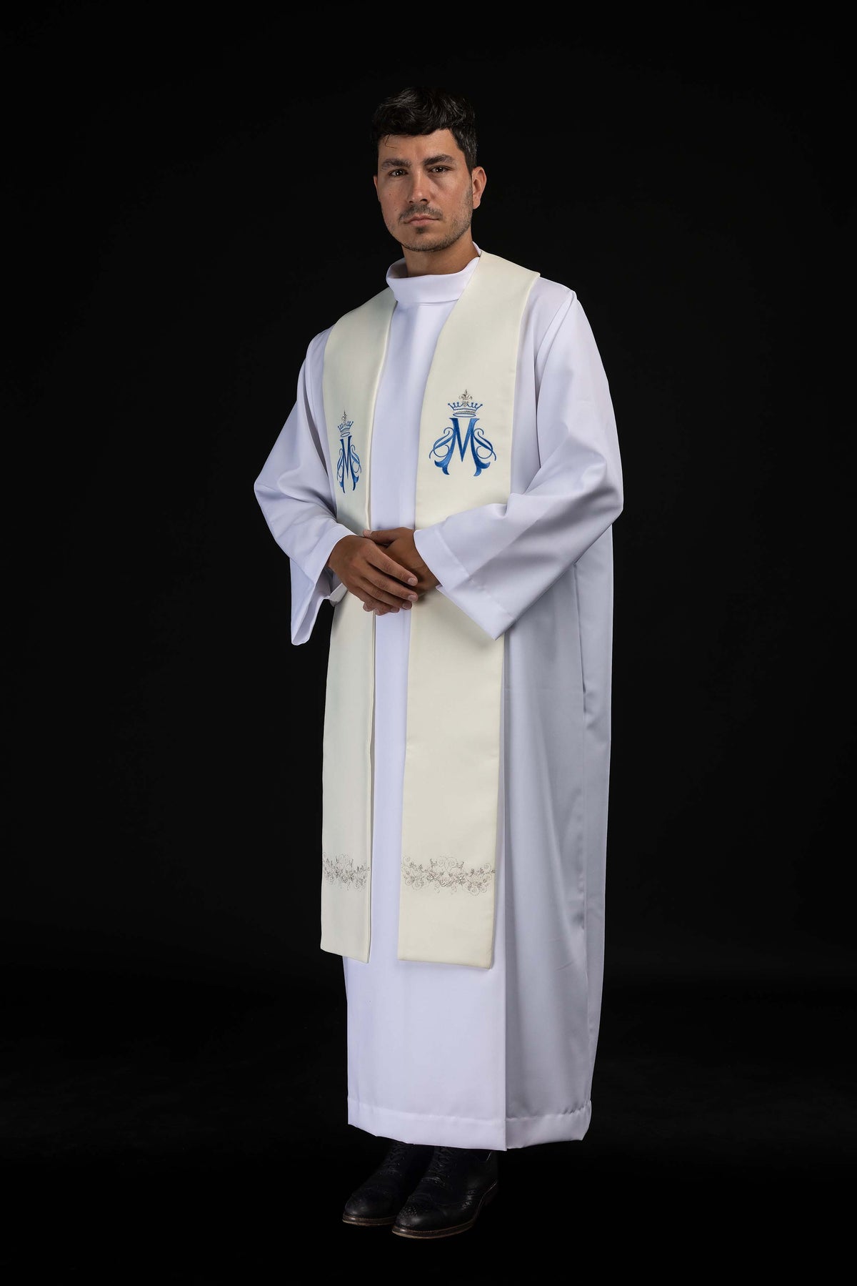 Stuła haftowana Maryjna ecru