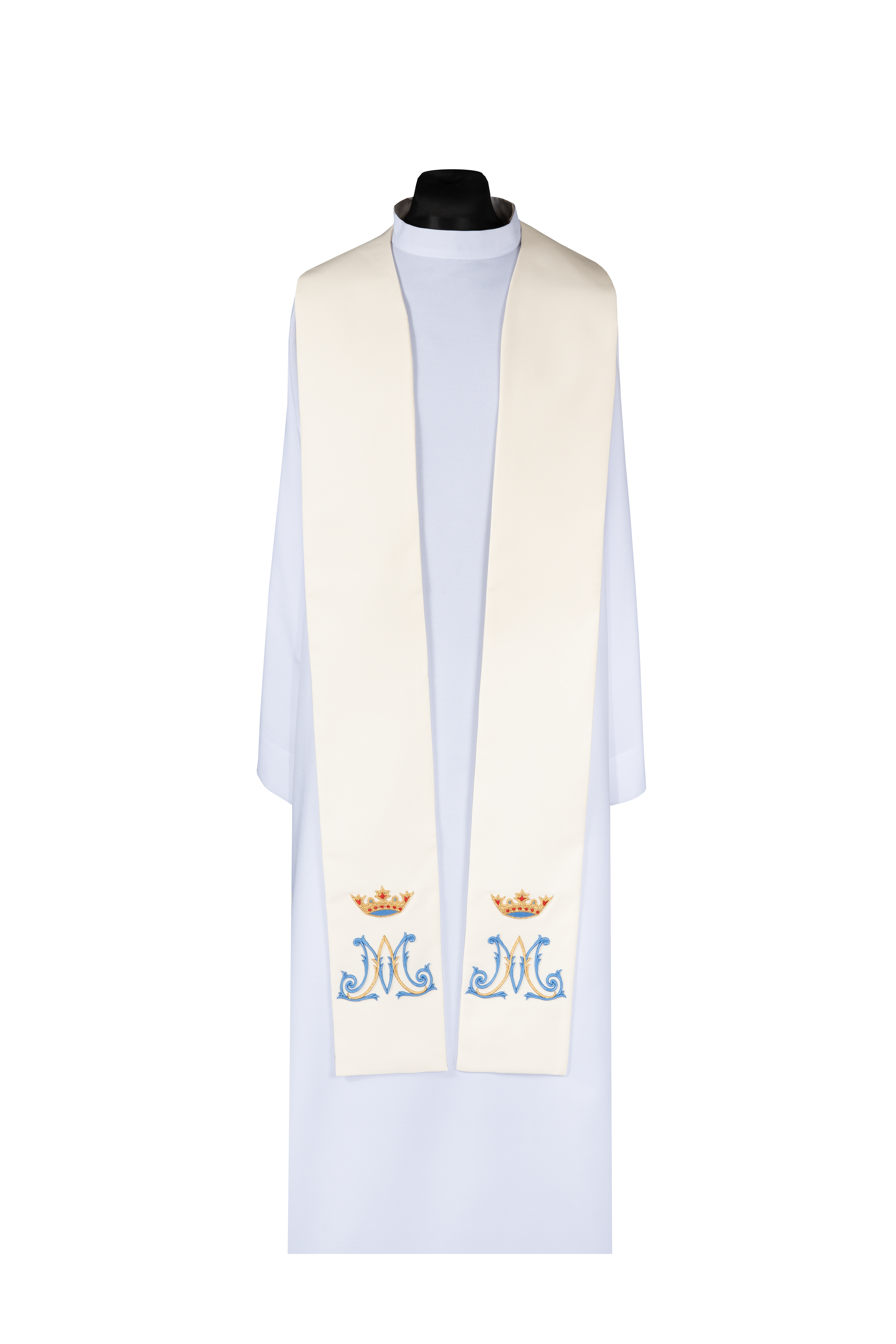 Stuła haftowana Maryjna ecru - ORNATY.PL