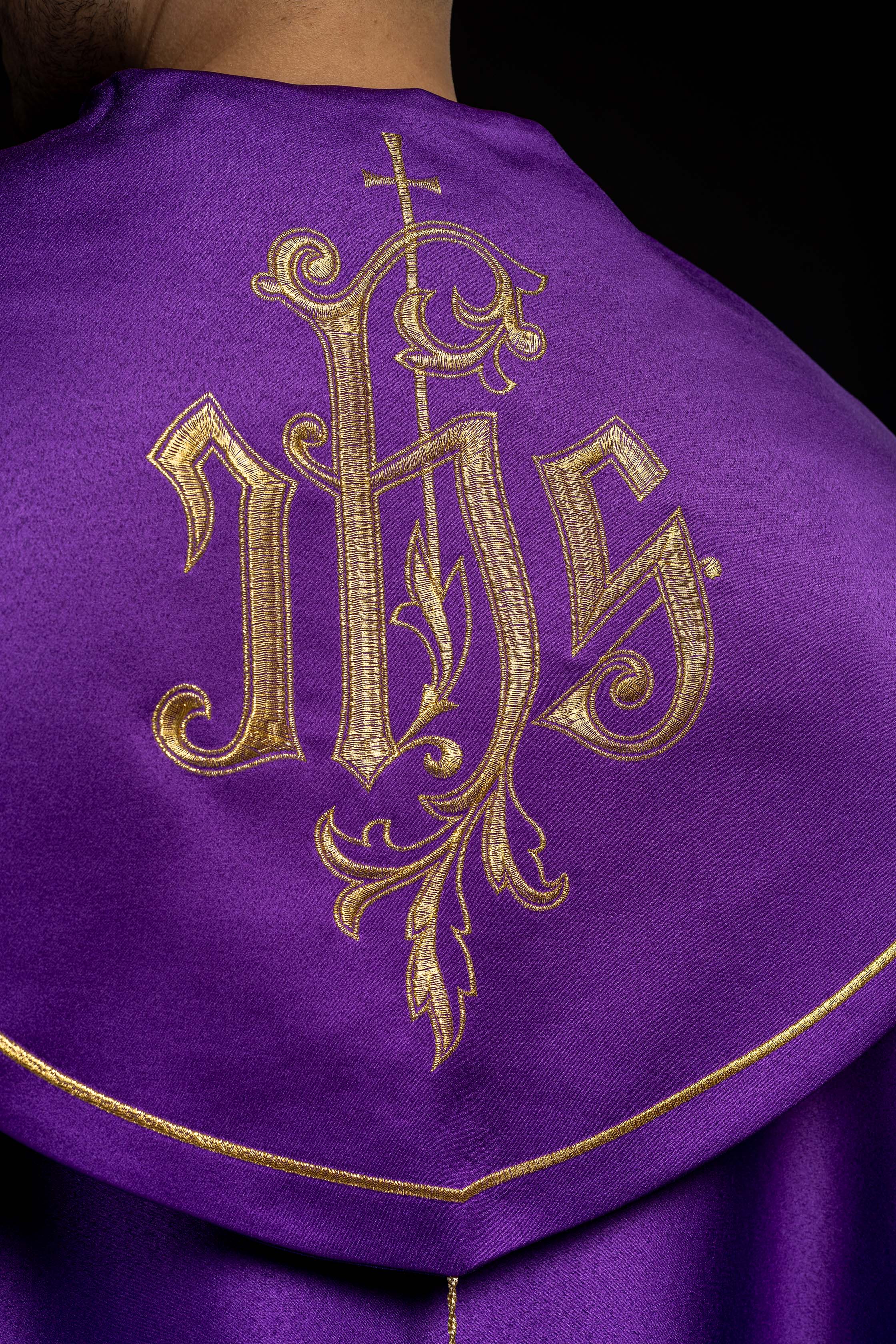 Kapa eucharystyczna monogram IHS Fioletowa - ORNATY.PL