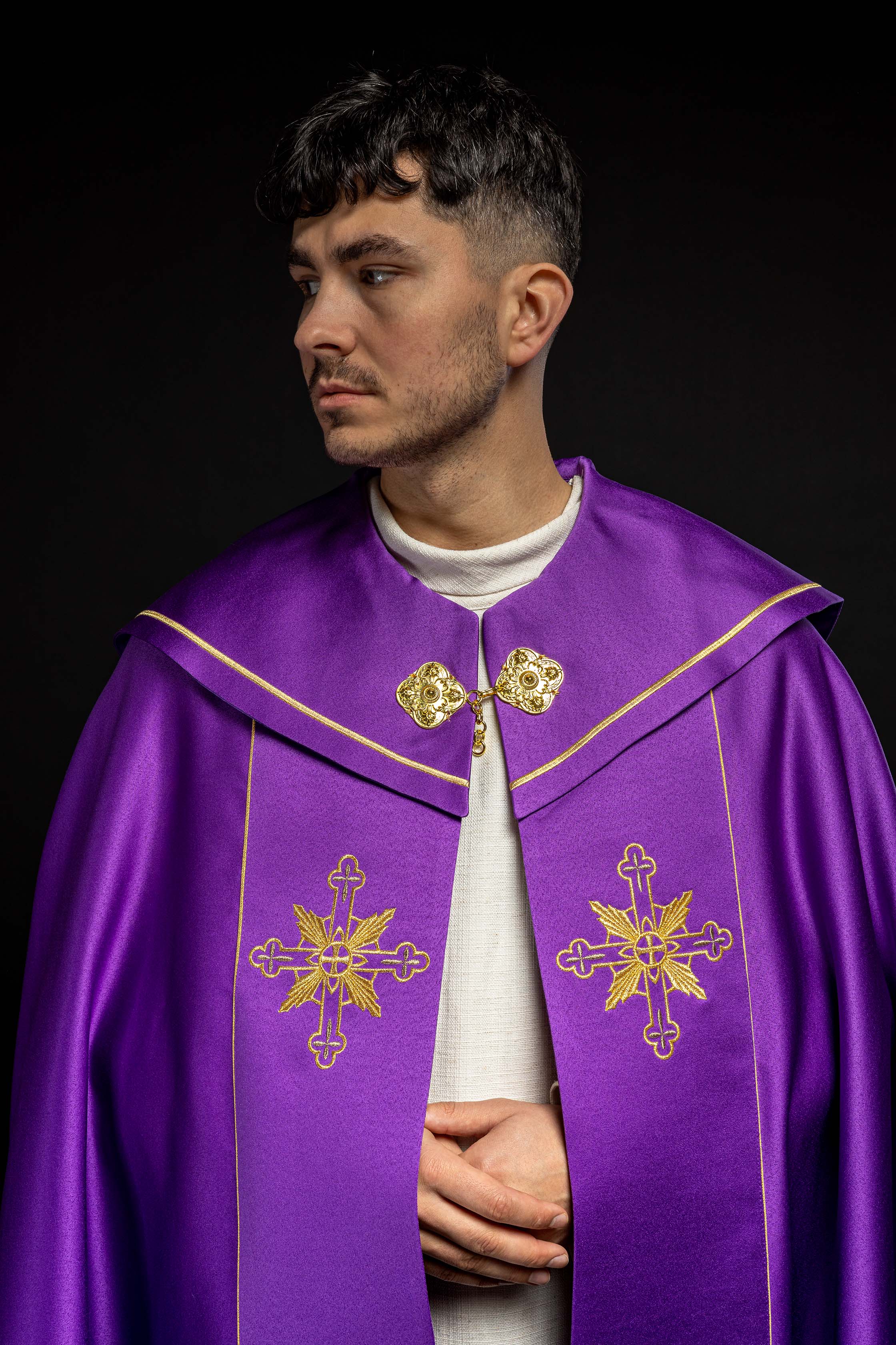 Kapa eucharystyczna monogram IHS Fioletowa - ORNATY.PL