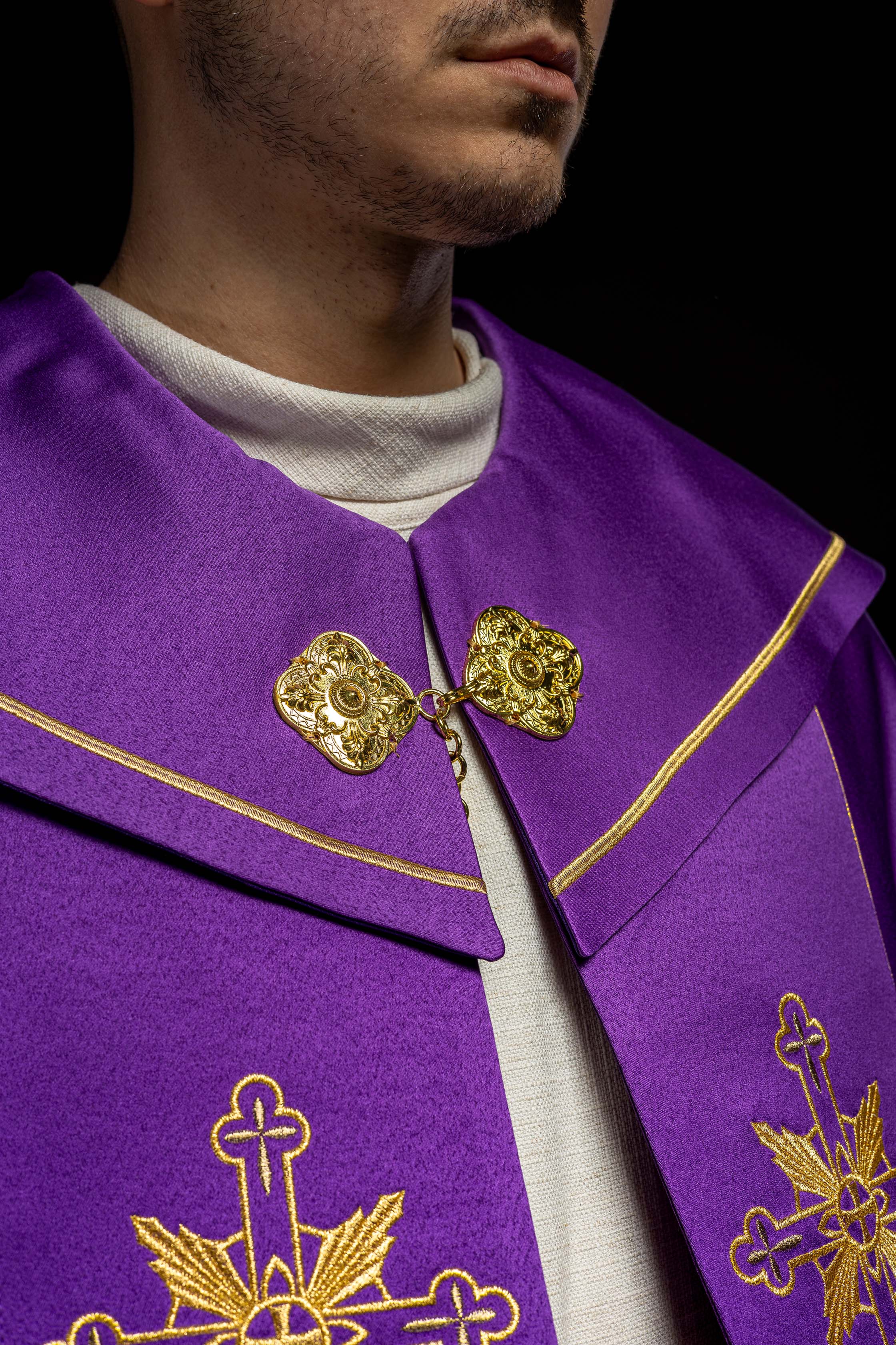 Kapa eucharystyczna monogram IHS Fioletowa - ORNATY.PL