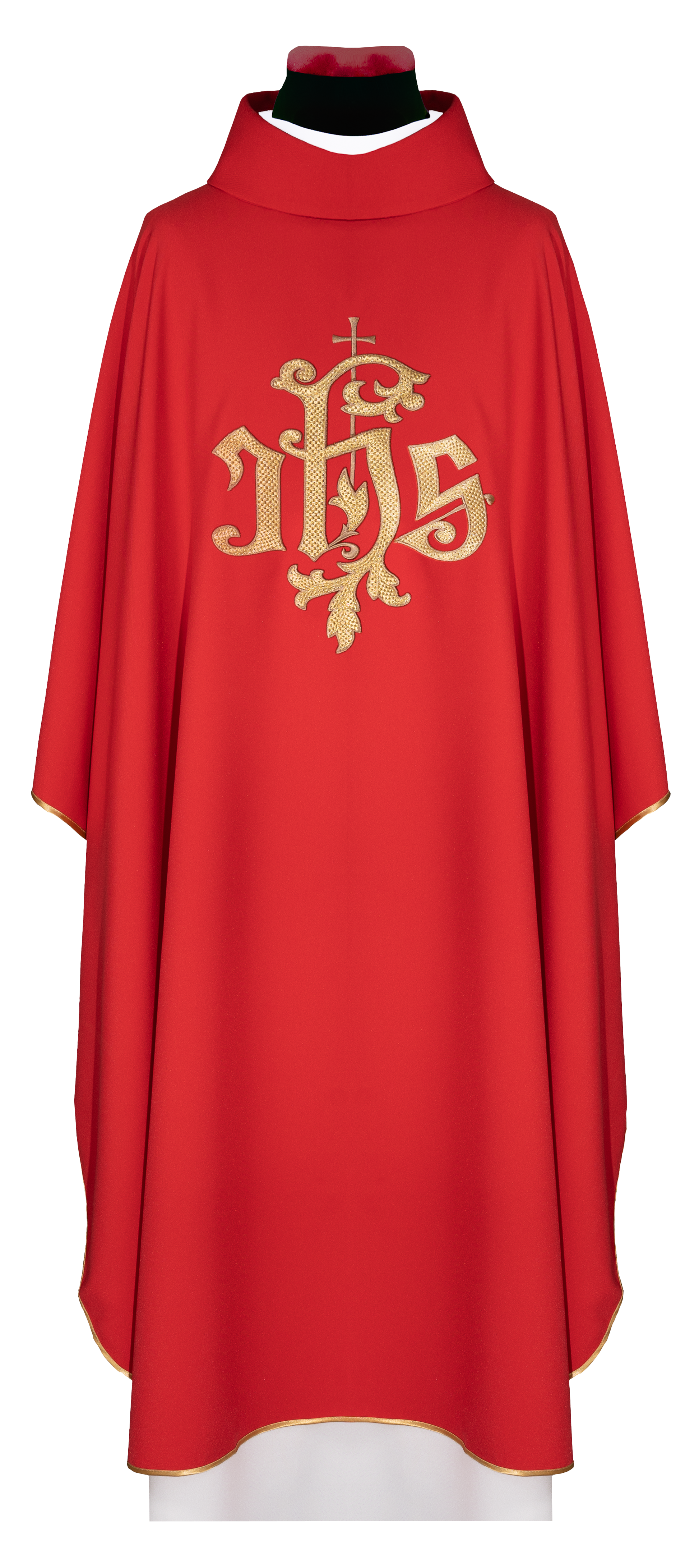 Czerwony ornat ze złotym haftem IHS - ORNATY.PL