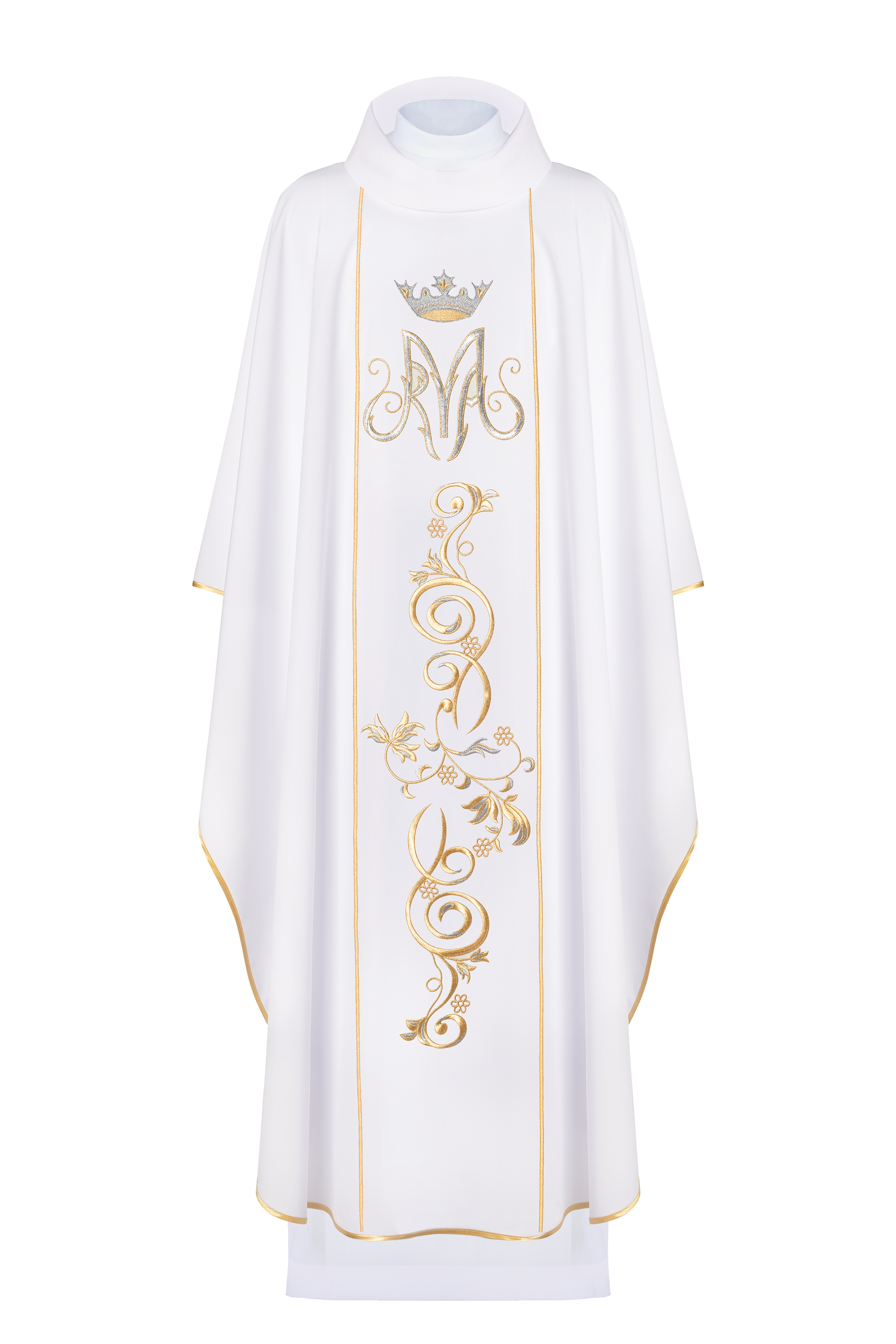 Ornat liturgiczny Maryjny z pasem haftowanym w kolorze białym