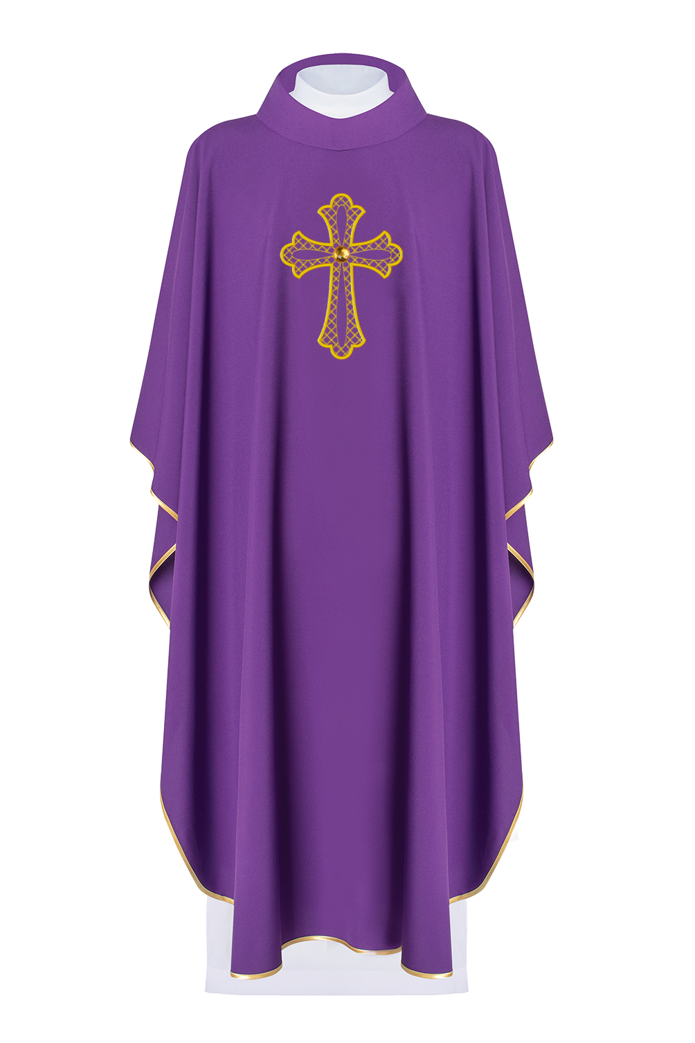 Fioletowy ornat haftowany z symbolem krzyża Fioletowy