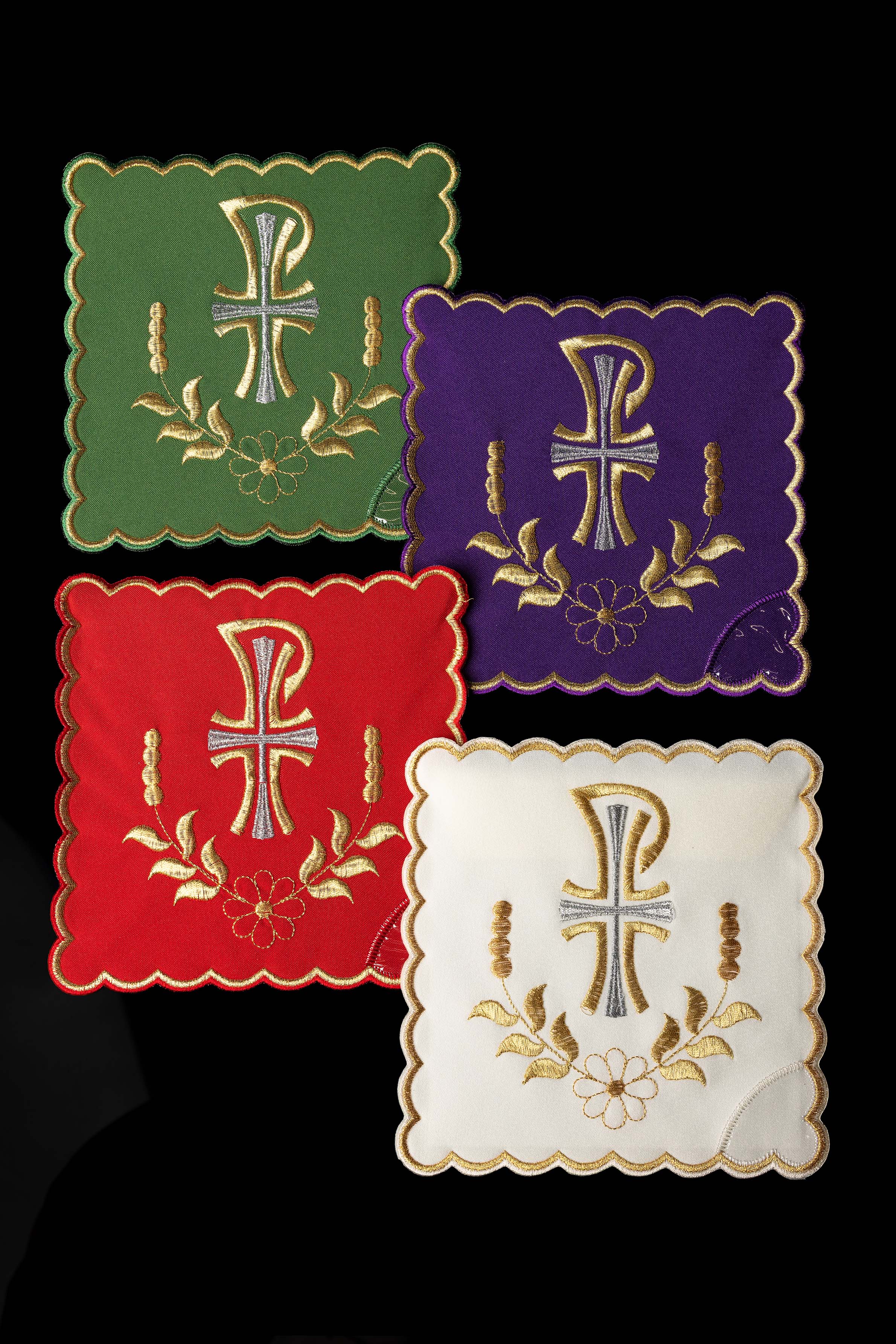 Zestaw palek z symbolem pax w czterech kolorach liturgicznych