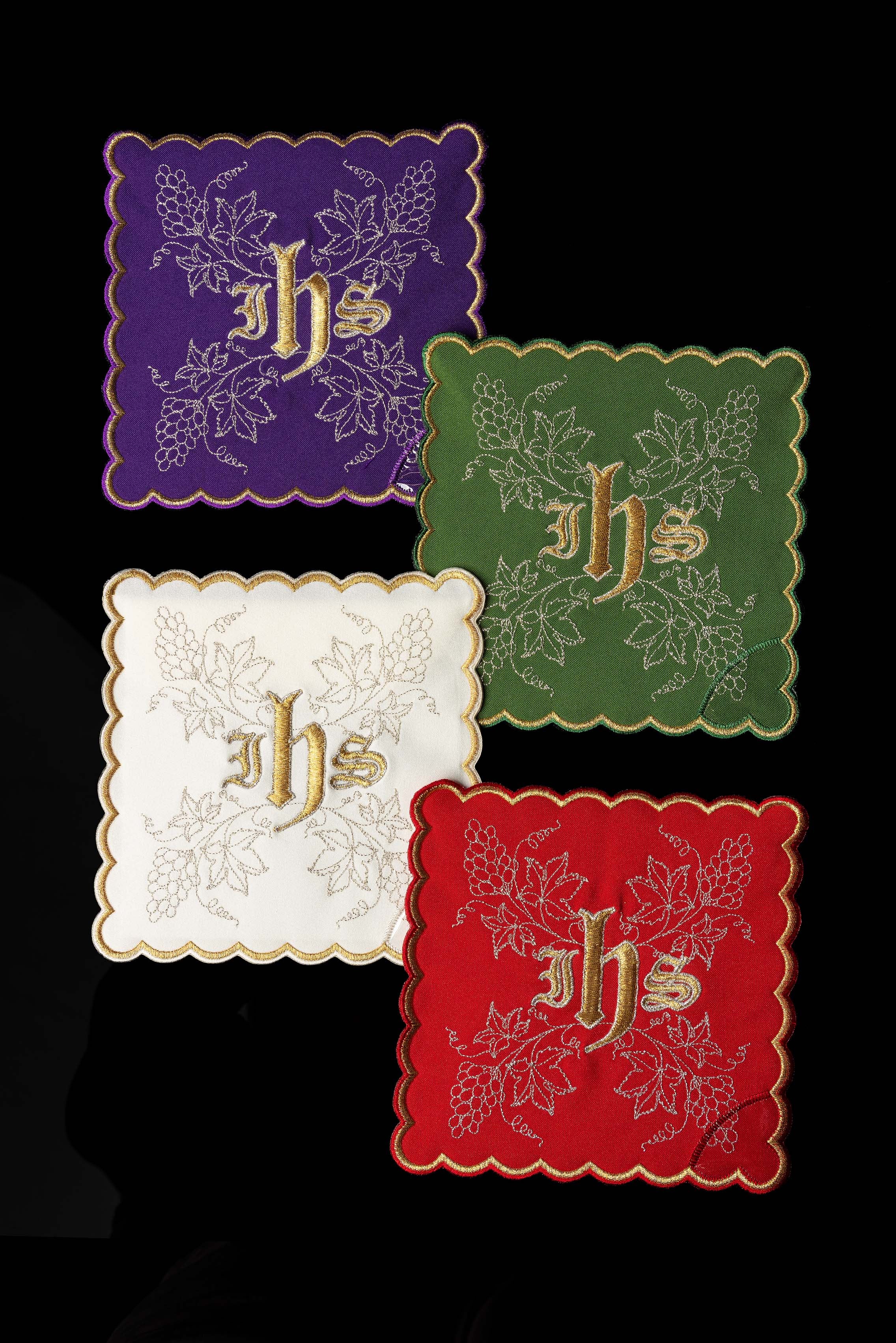 Zestaw palek z symbolem IHS w czterech kolorach liturgicznych