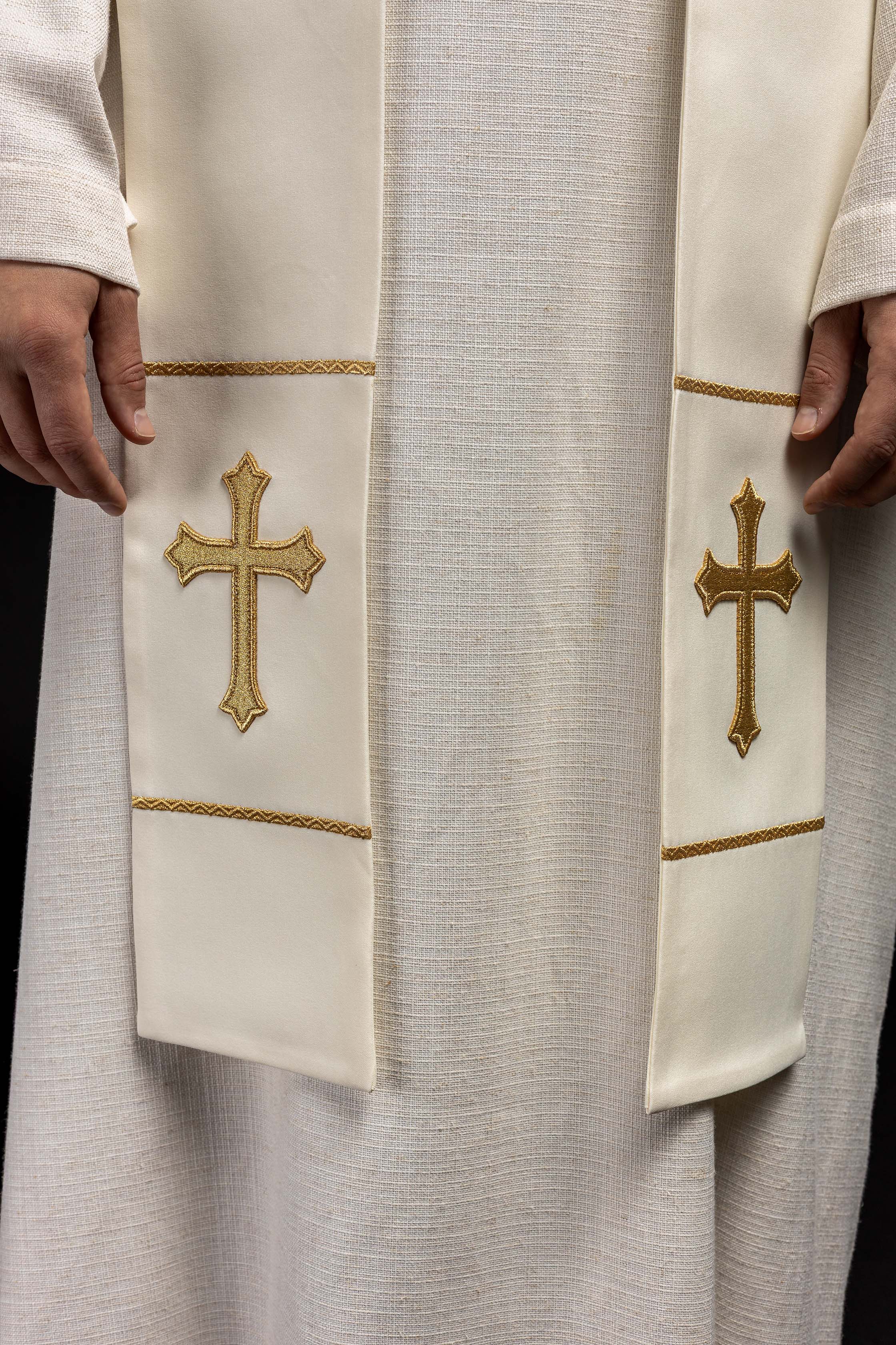 Stuła kapłańska Jezus Miłosierny Jezu Ufam Tobie ecru - ORNATY.PL