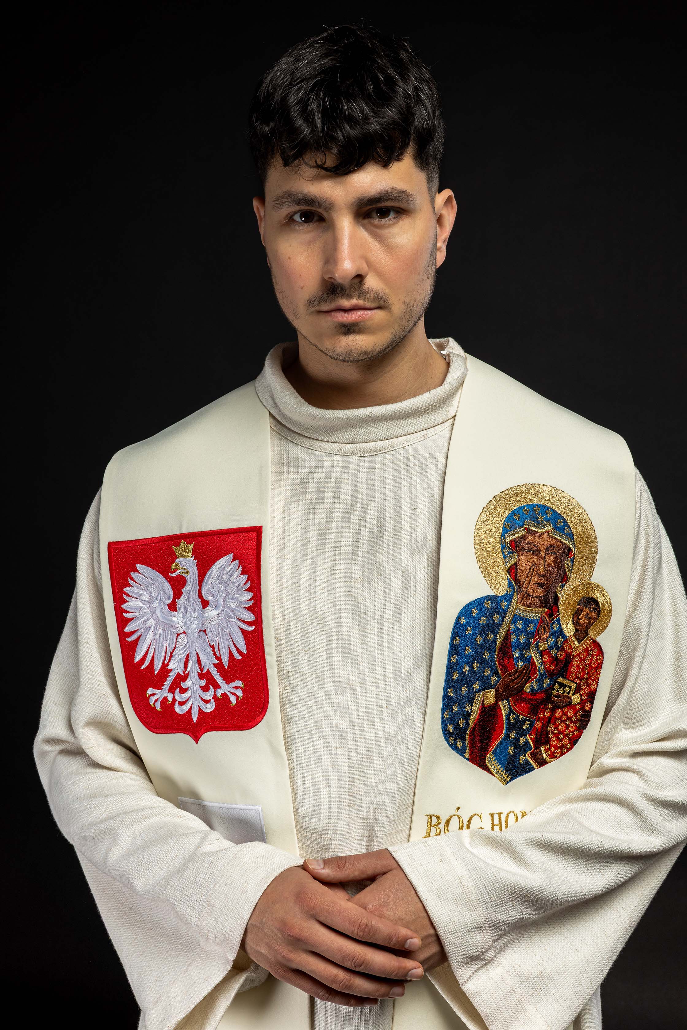 Stuła haftowana Matka Boska Częstochowska - ORNATY.PL