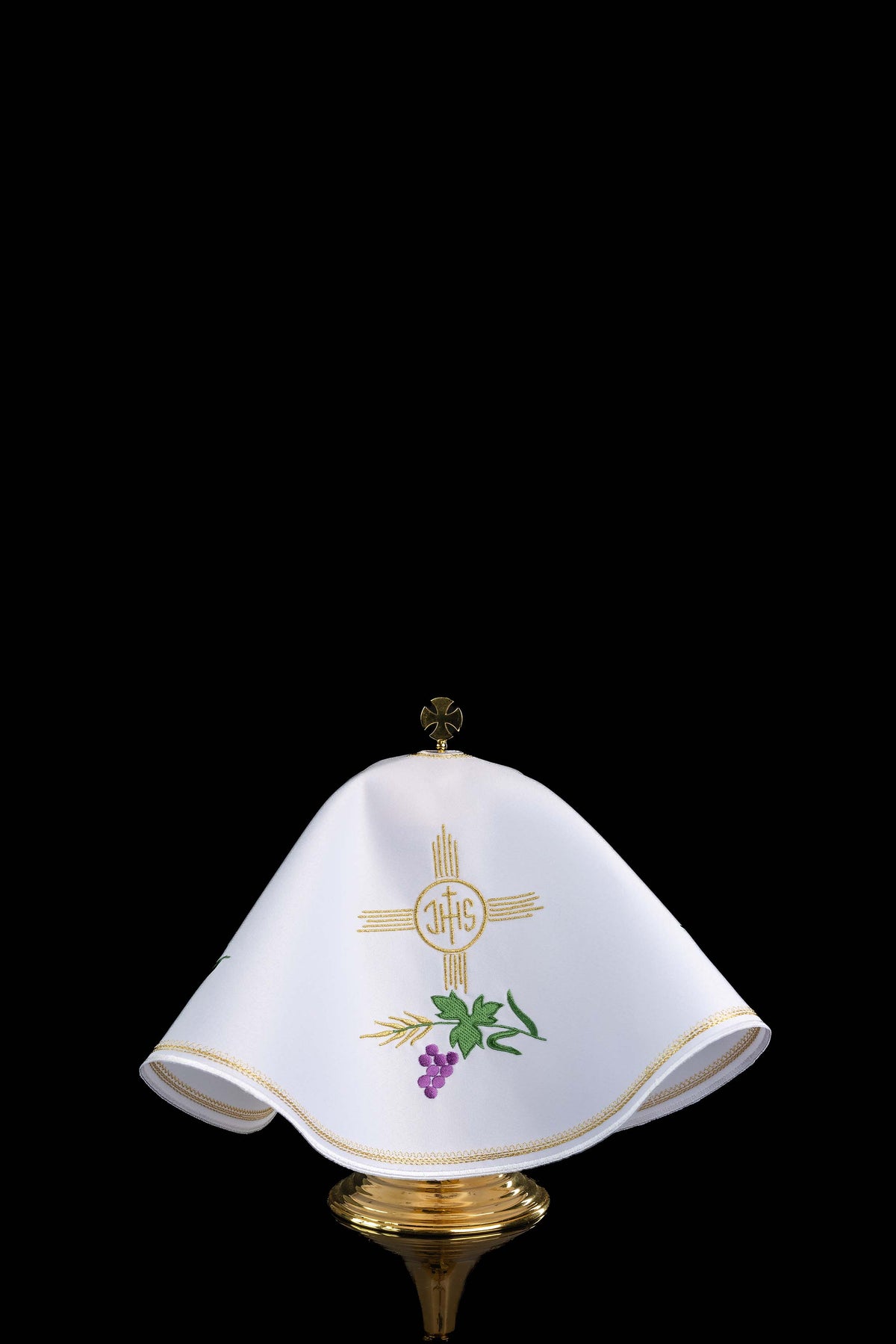 Okrągły welon na puszkę z haftem IHS i motywem eucharystycznym