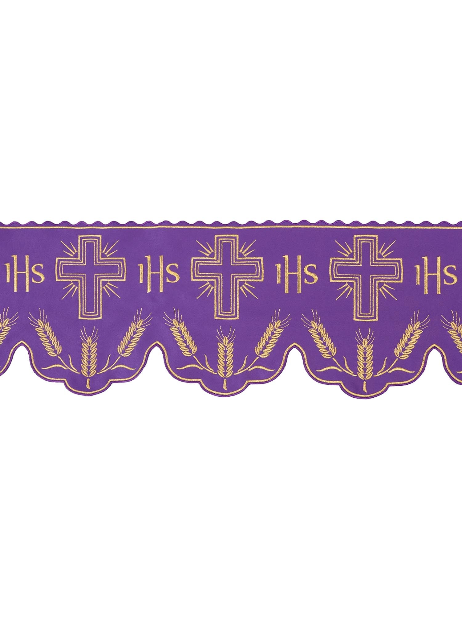 Metraż z monogramem IHS w kolorze czerwonym motywem krzyża