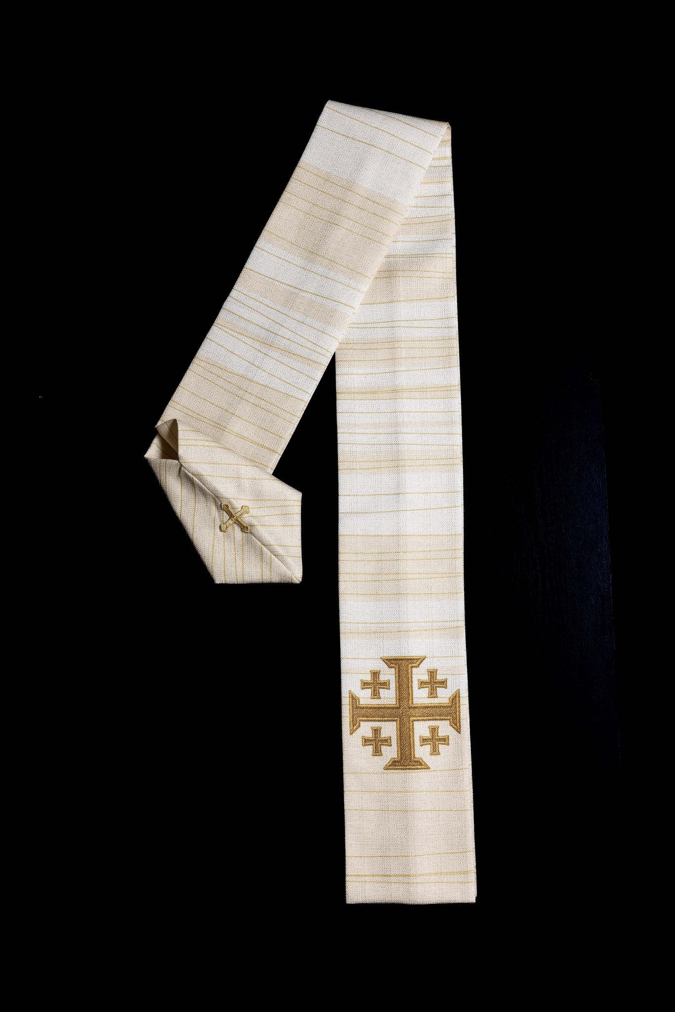 Ornat drukowany z Krzyżem Jerozolimskim ecru