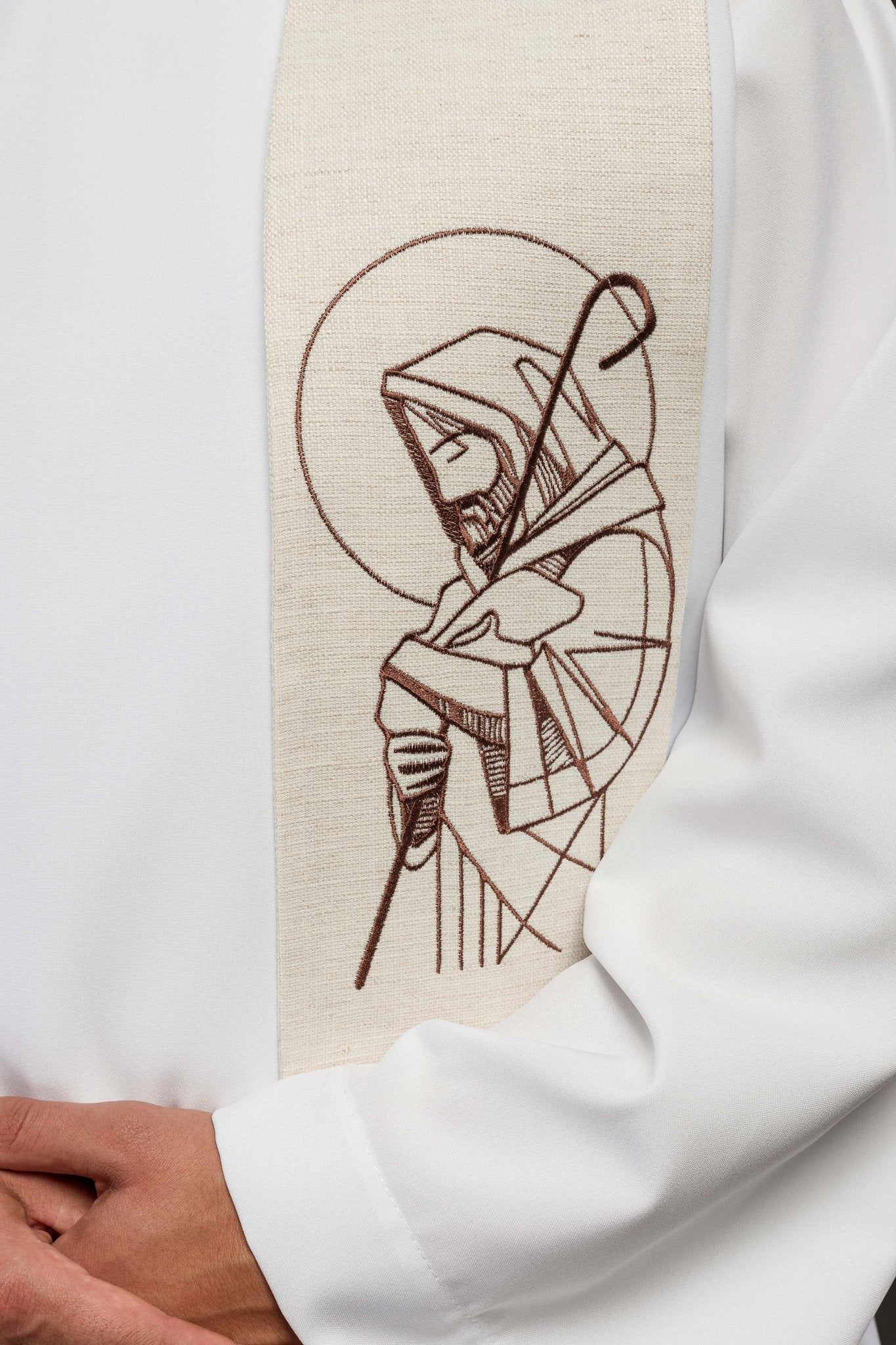 Stuła haftowana ,,Jezus dobry pasterz'' ecru