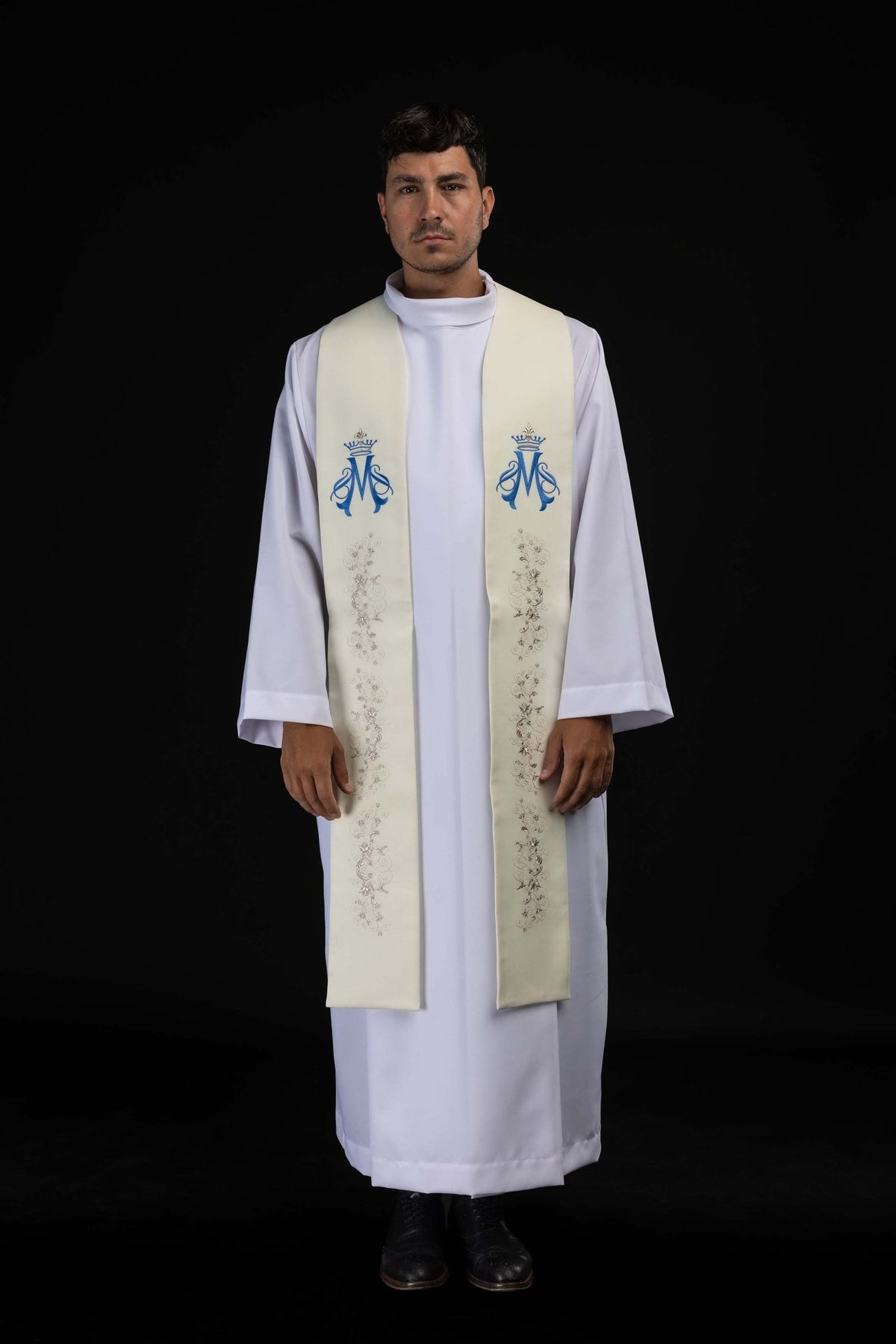 Stuła haftowana Maryjna ecru