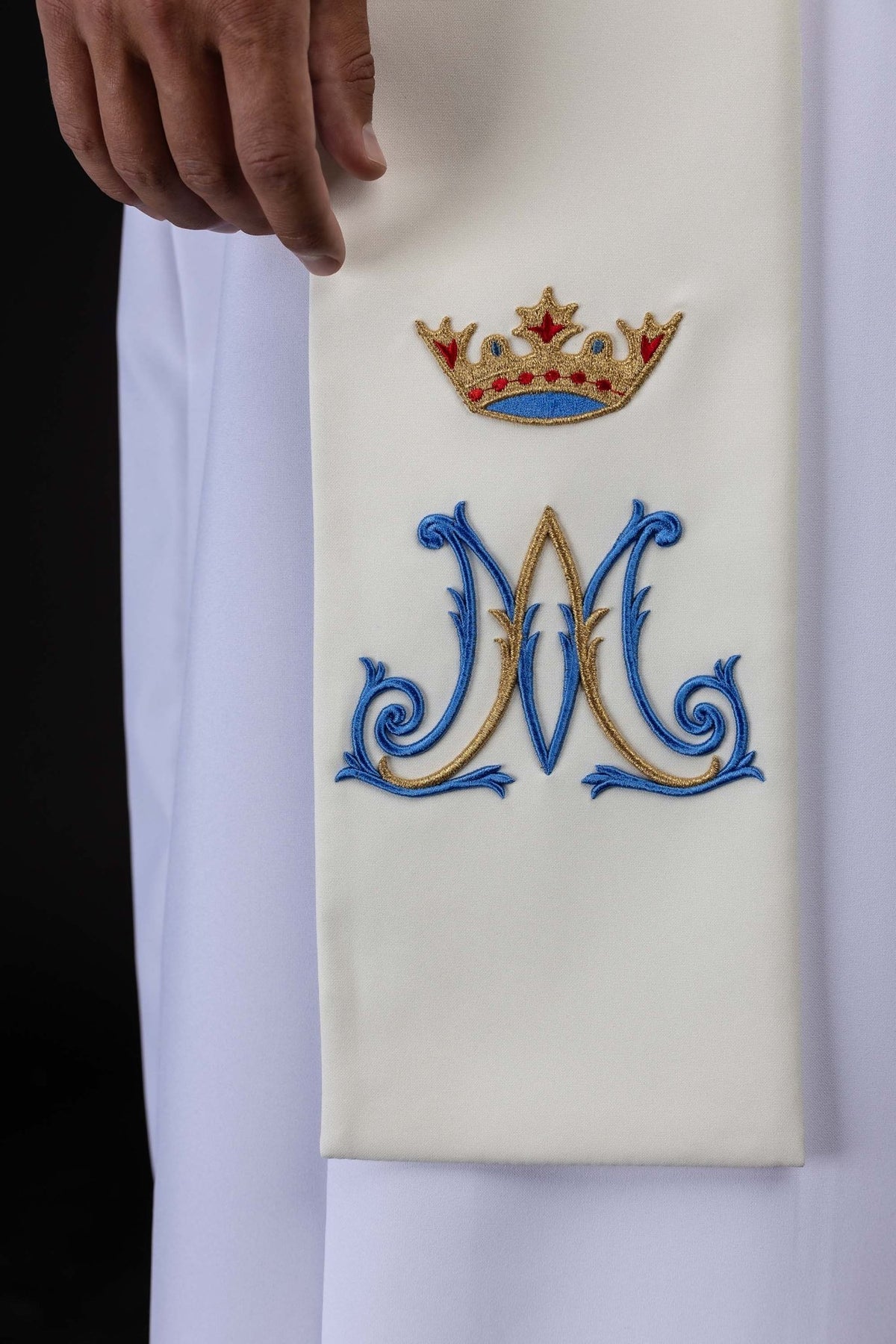 Stuła haftowana Maryjna ecru