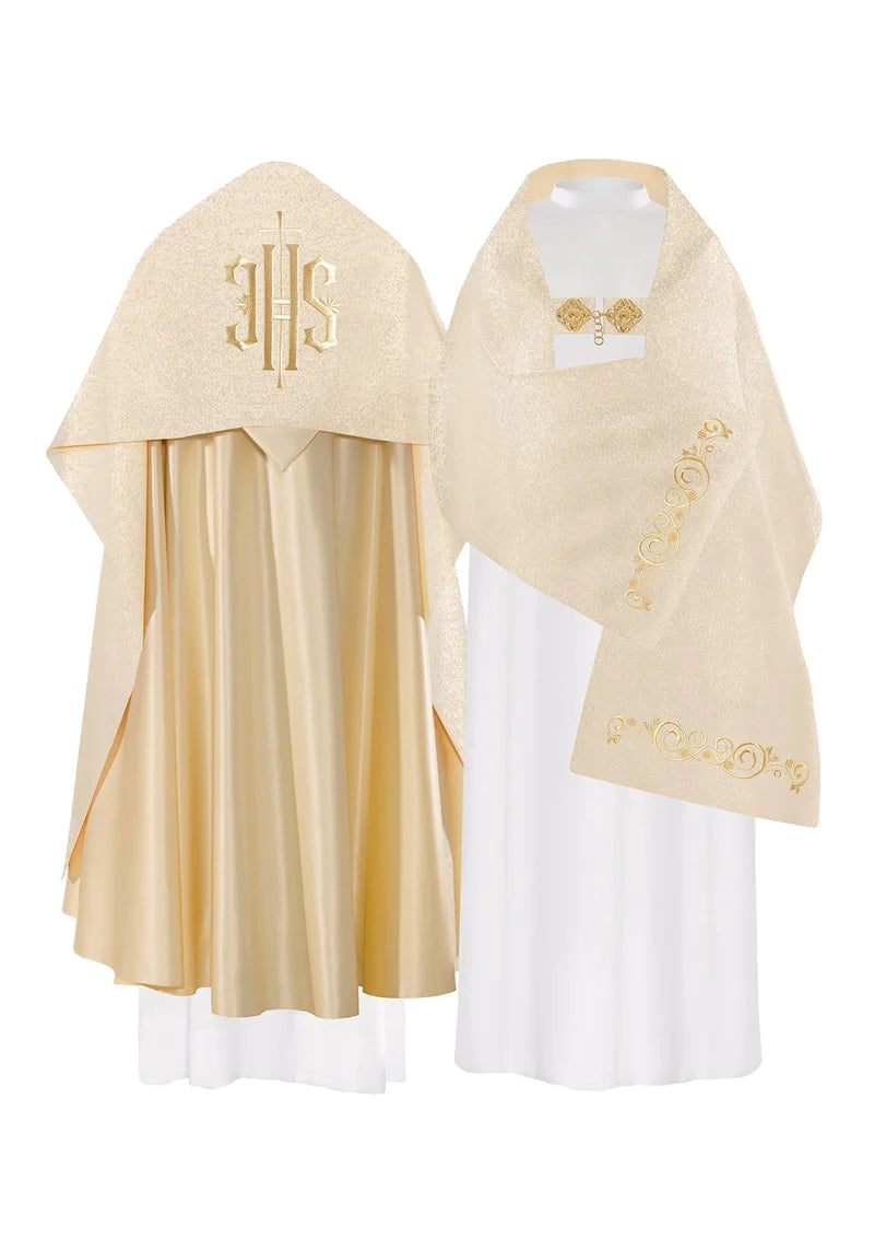 Welon liturgiczny haftowany IHS w kolorze złotym
