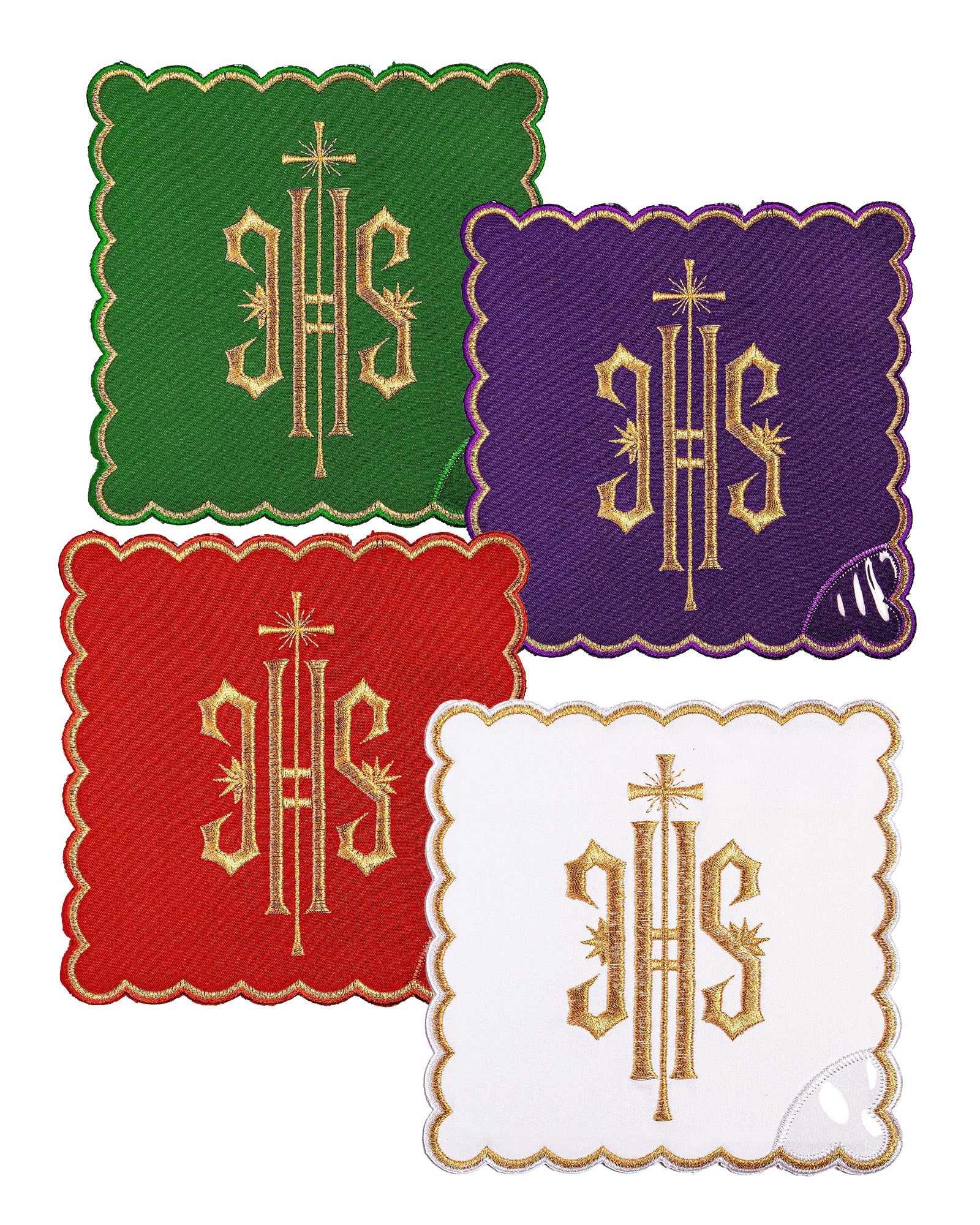 Zestaw palek z symbolem IHS w czterech kolorach liturgicznych