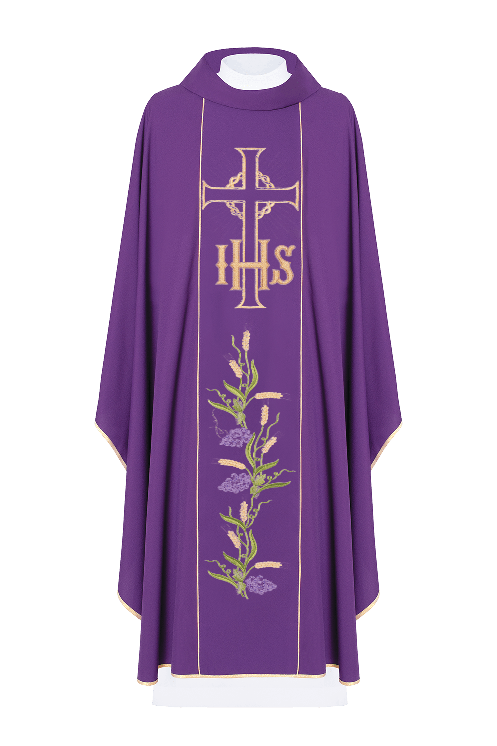 Fioletowy ornat z symbolem krzyża i wonogron