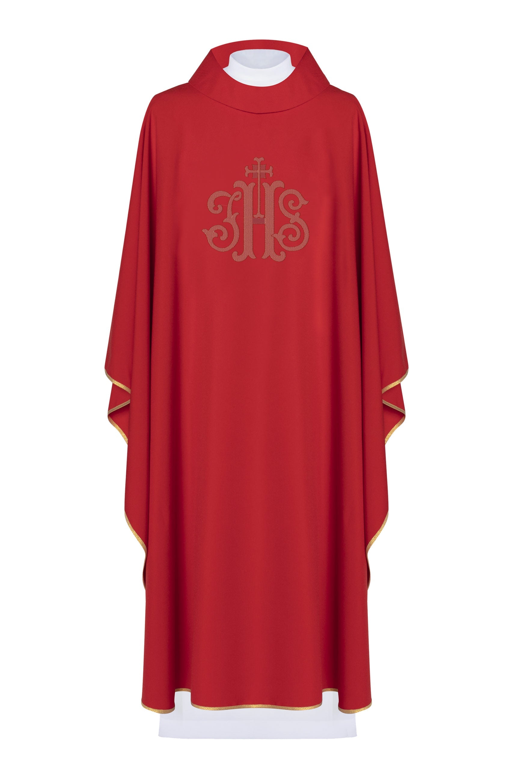 Czerwony ornat liturgiczny haftowany IHS