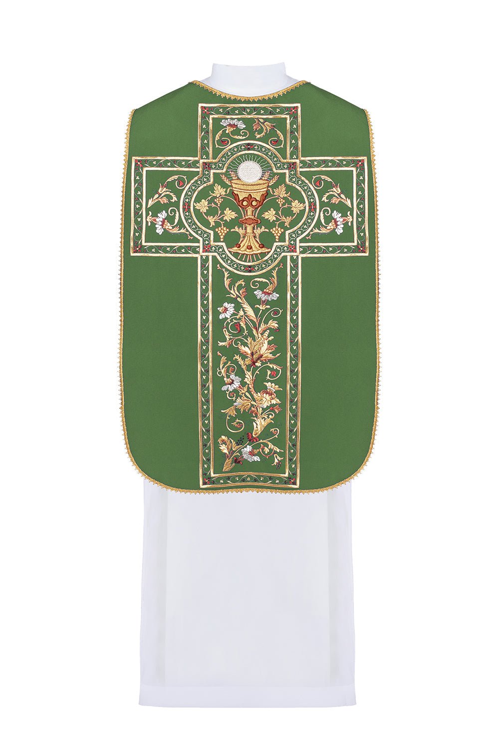 Ornat rzymski haftowany z symbolem kielicha eucharystycznego KOR/198 Zielony