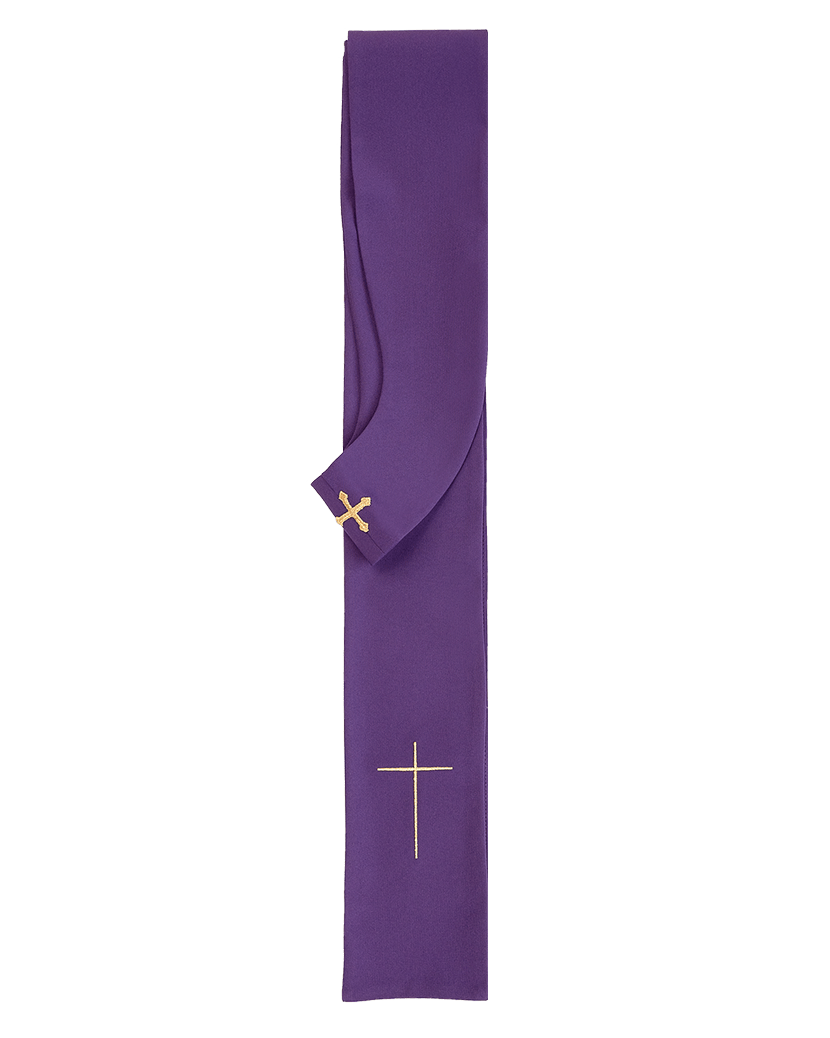 Ornat liturgiczny zdobiony pasem haftowanym KOR/008 Fioletowy
