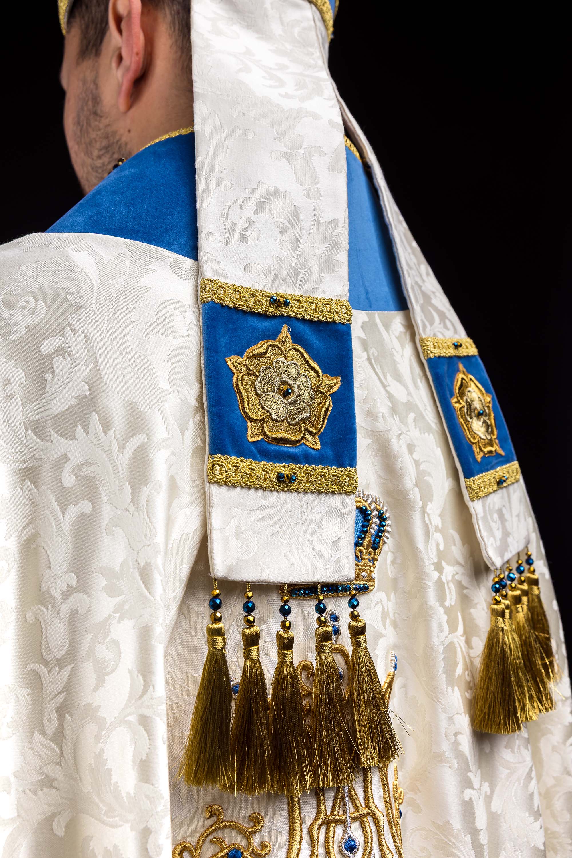 Ręcznie wykonana mitra maryjna z naturalnymi kamieniami Handmade 9006 - ORNATY.PL