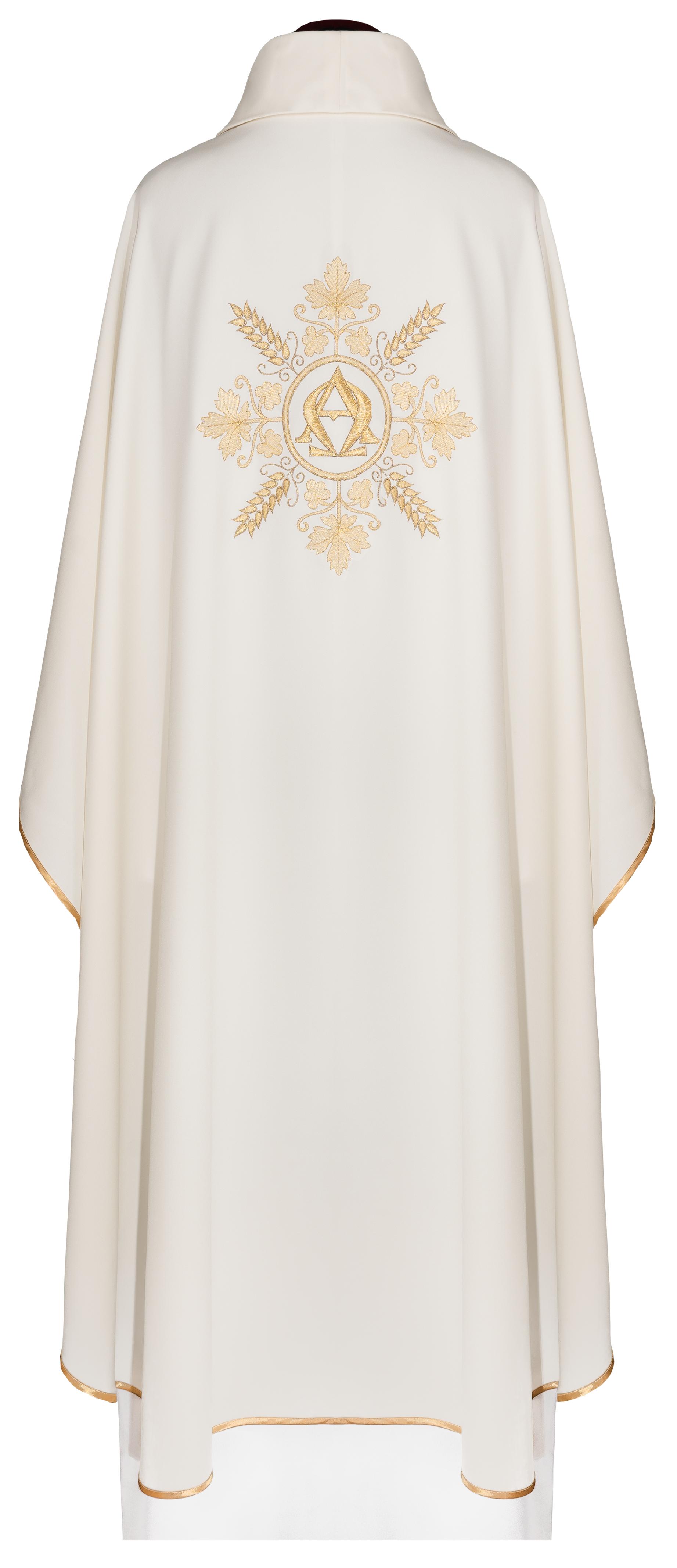 Ornat haftowany ecru Alfa i Omega z kłosami - ORNATY.PL