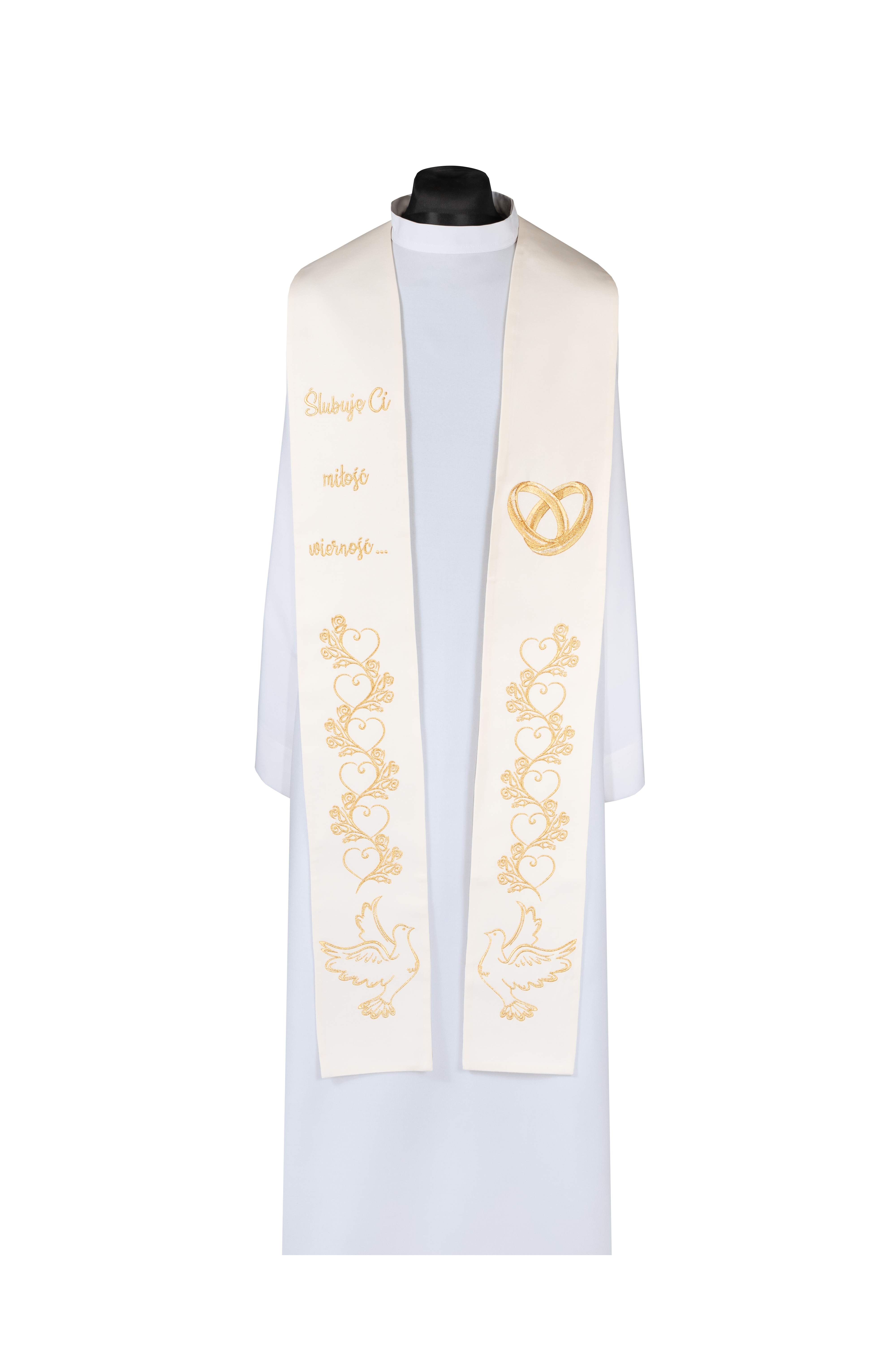 Stuła haftowana Ślubna ecru - ORNATY.PL