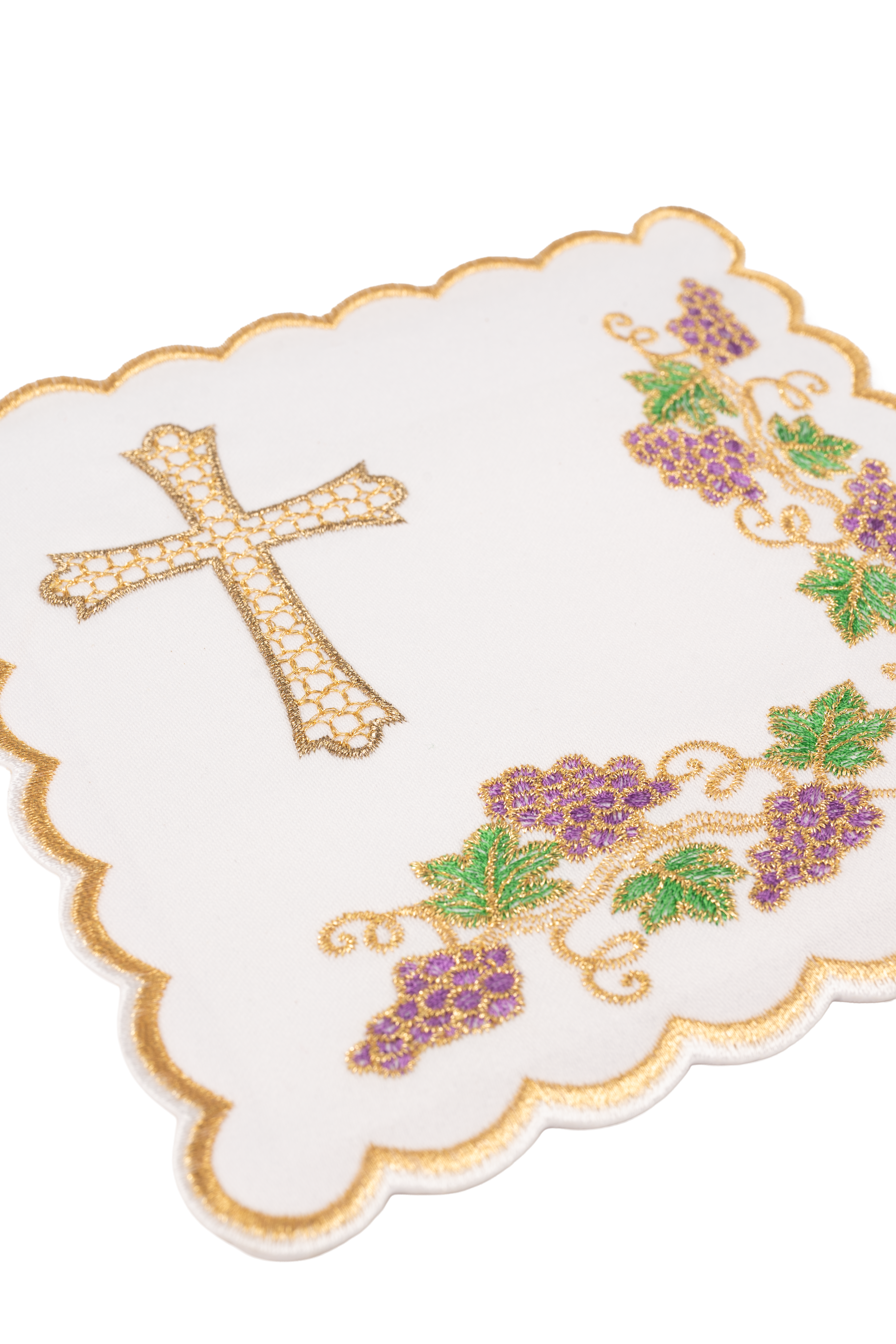 Komplet kielichowy z motywem winorośli i krzyża