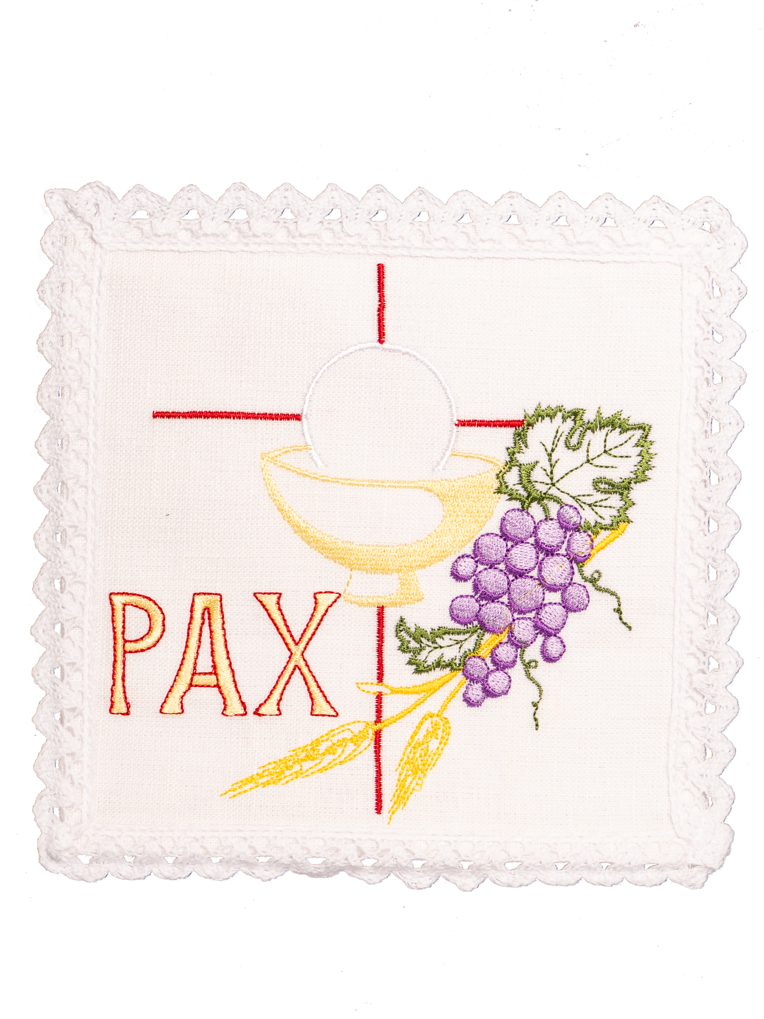 komplet kielichowy lniany z haftem eucharystycznym PAX