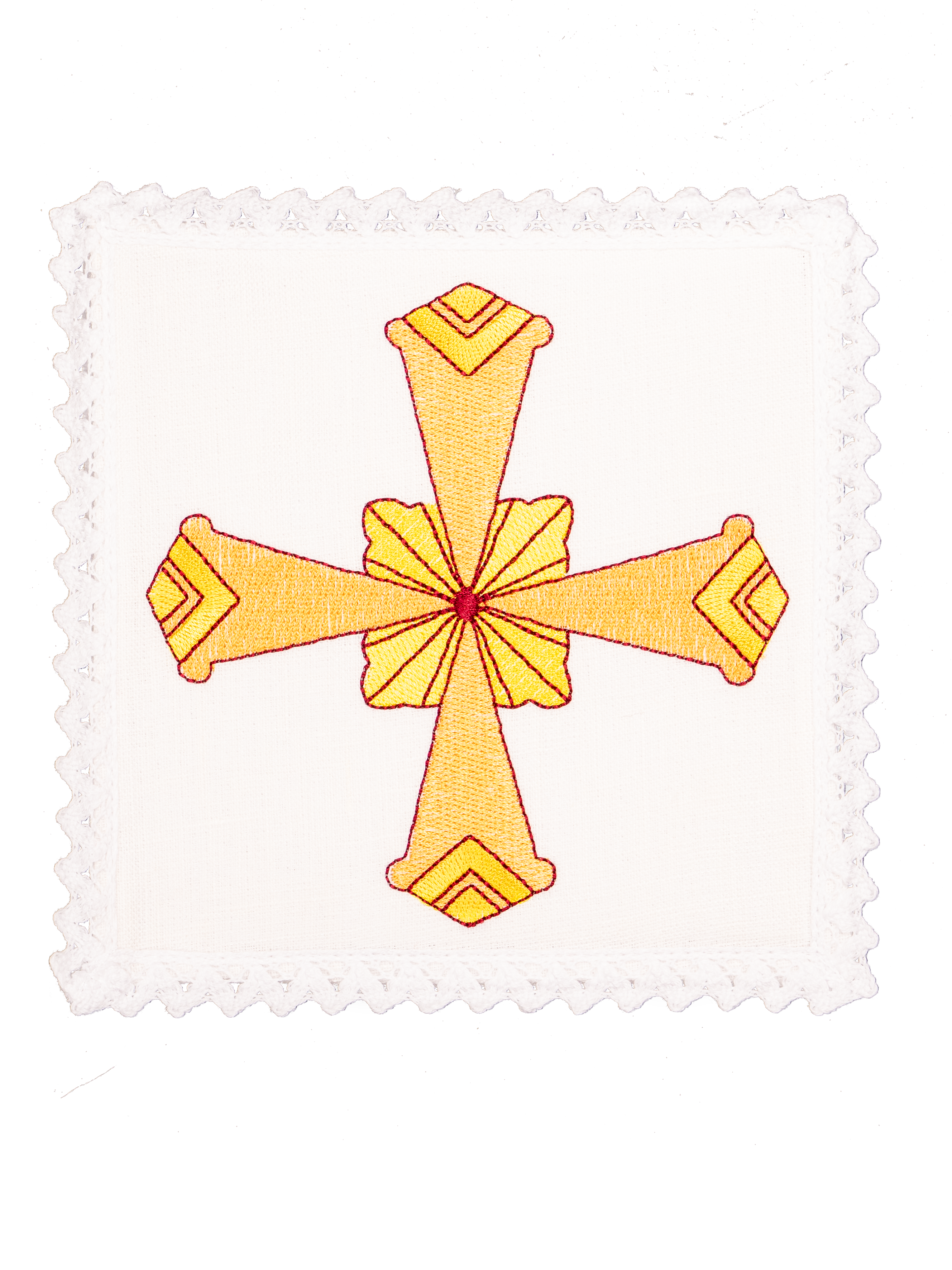 komplet kielichowy lniany z haftem eucharystycznym krzyż