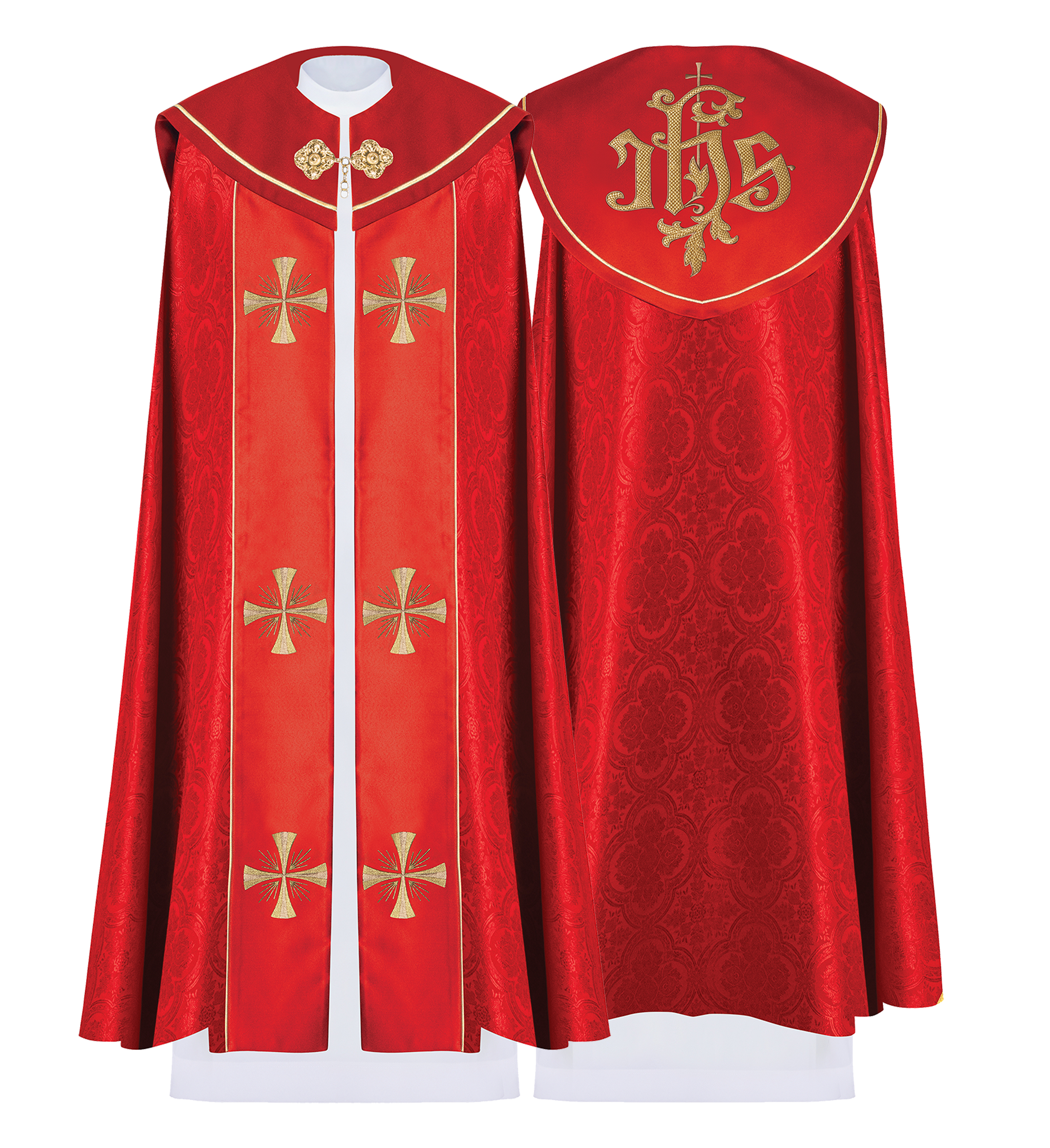 Kapa liturgiczna haftowana IHS Czerwona
