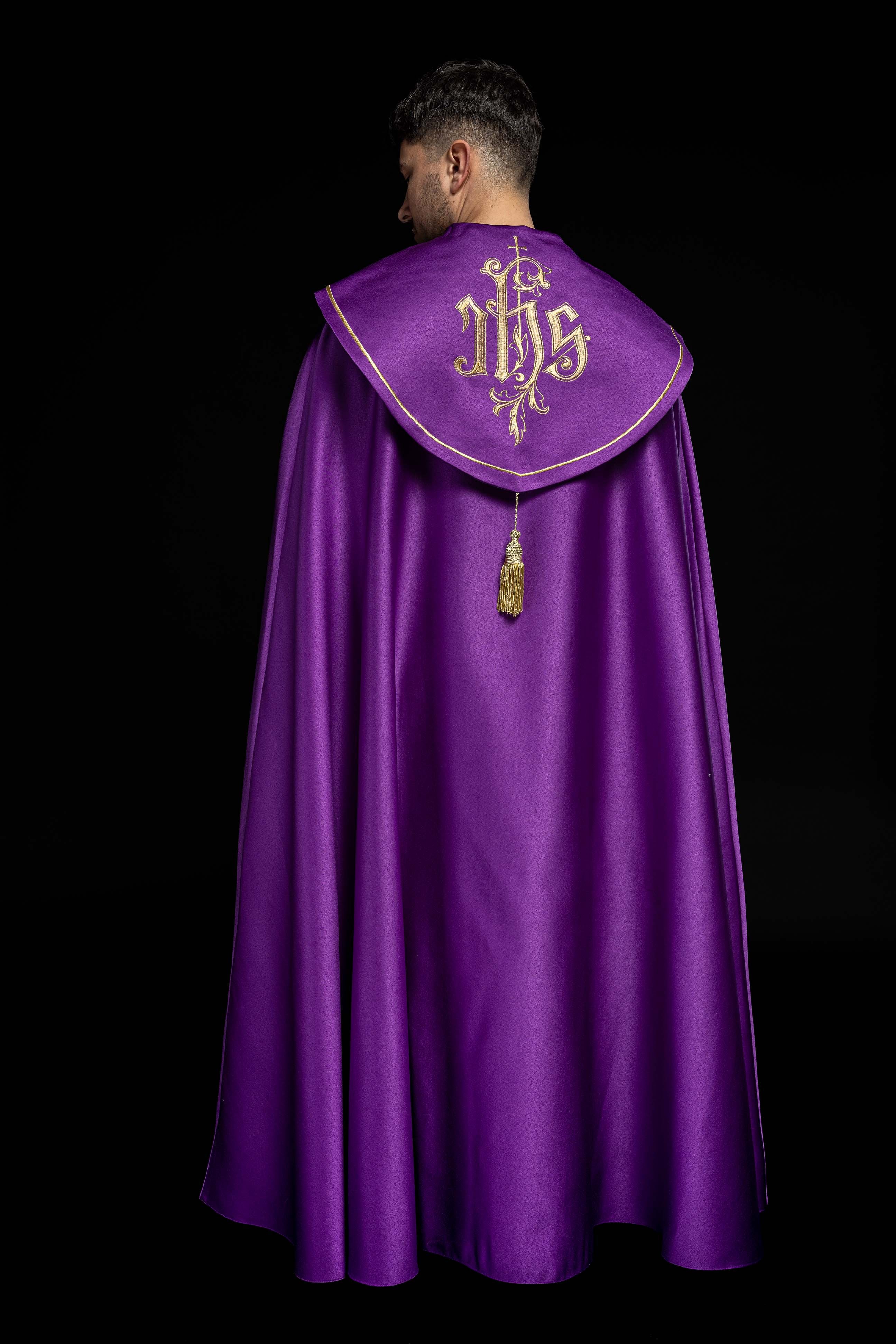 Kapa eucharystyczna monogram IHS Fioletowa - ORNATY.PL