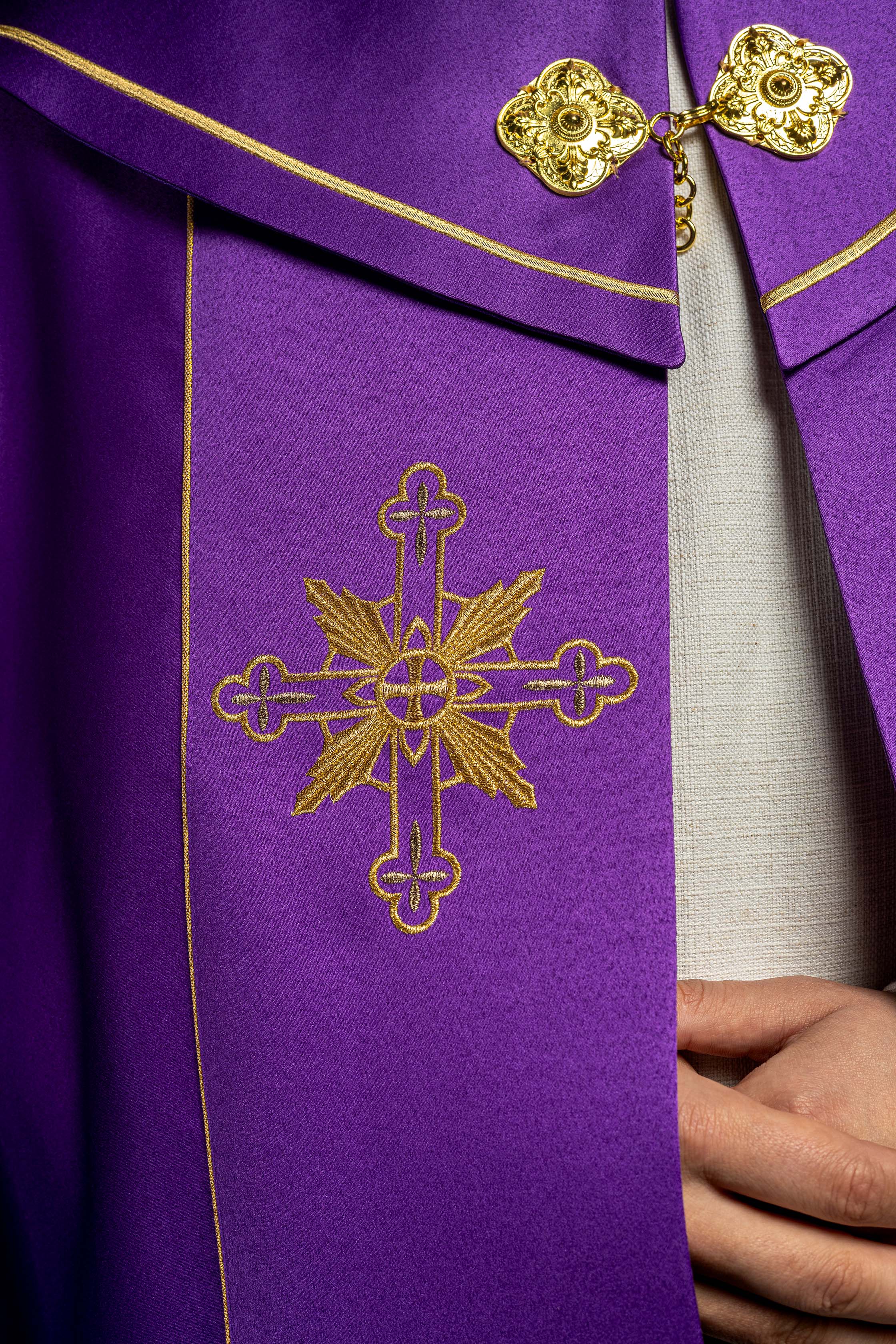 Kapa eucharystyczna monogram IHS Fioletowa - ORNATY.PL