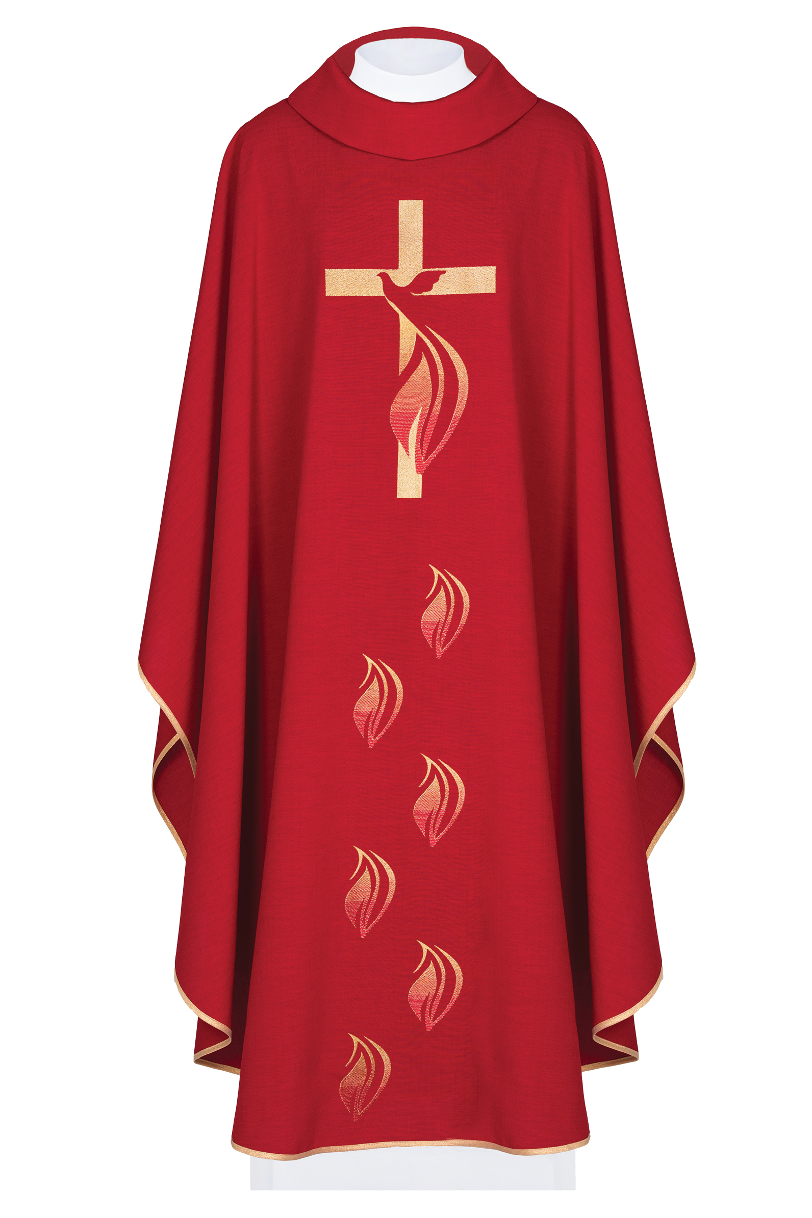 Czerwony ornat z haftem Ducha Świętego