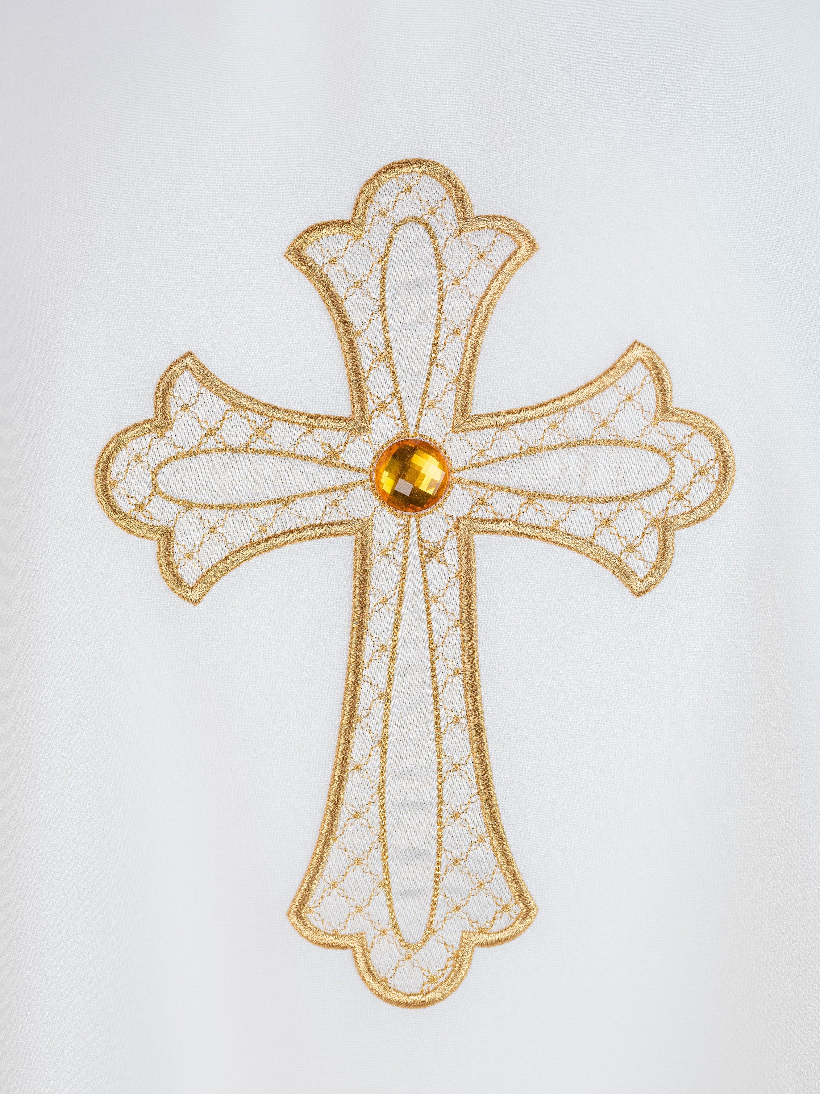 Ornat haftowany z symbolem krzyża ecru