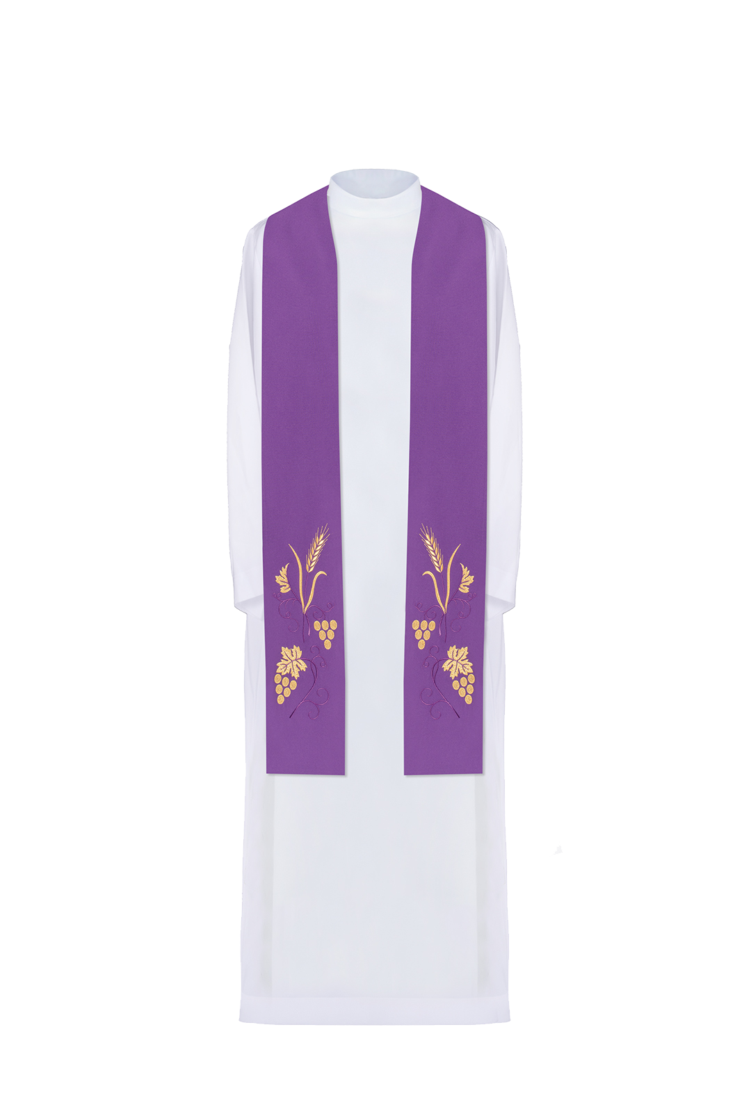 Stuła kapłańska haftowana winogrona i kłosy w kolorze fioletowym