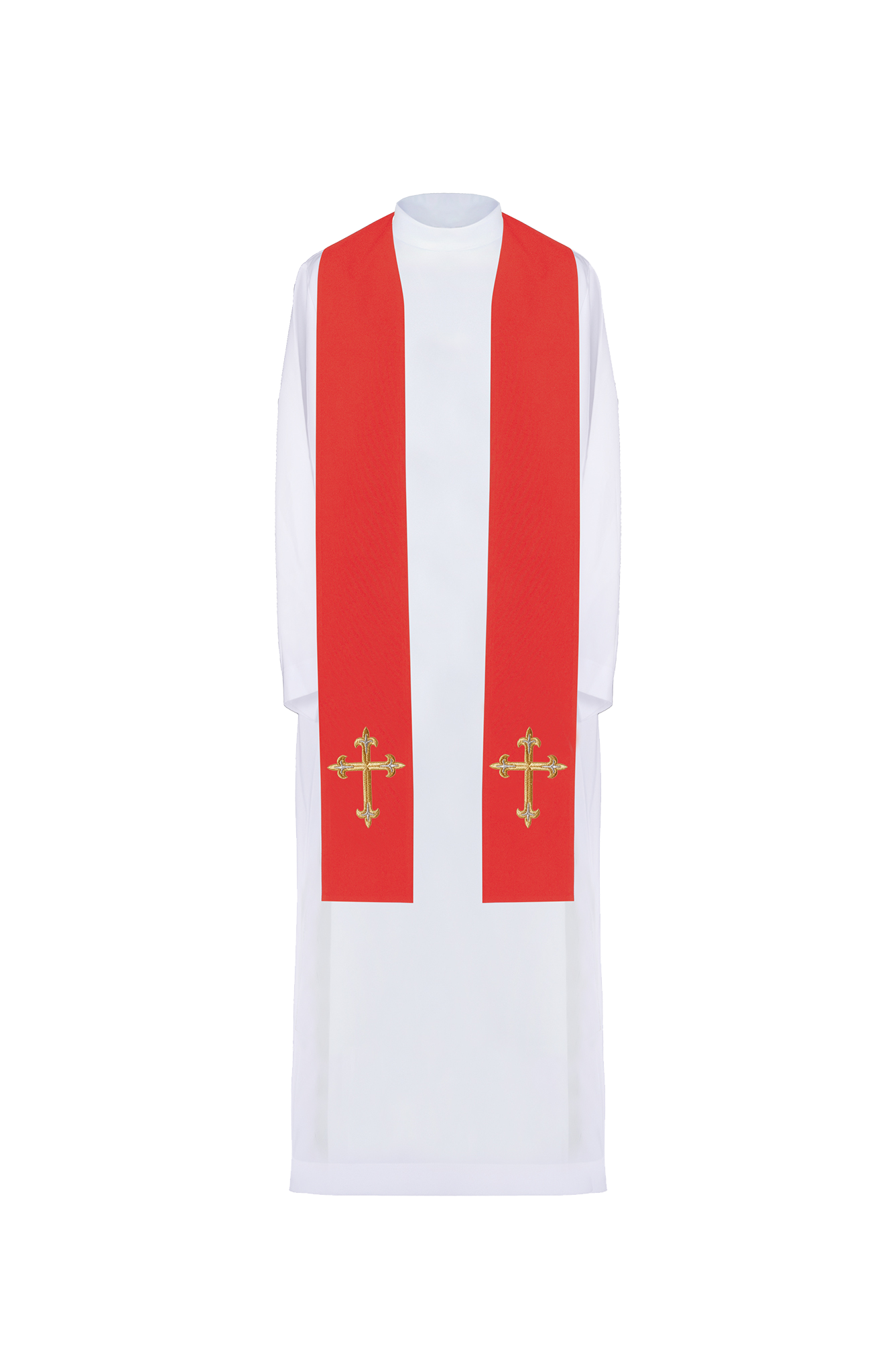 Stuła kapłańska haftowana Krzyż Czerwona
