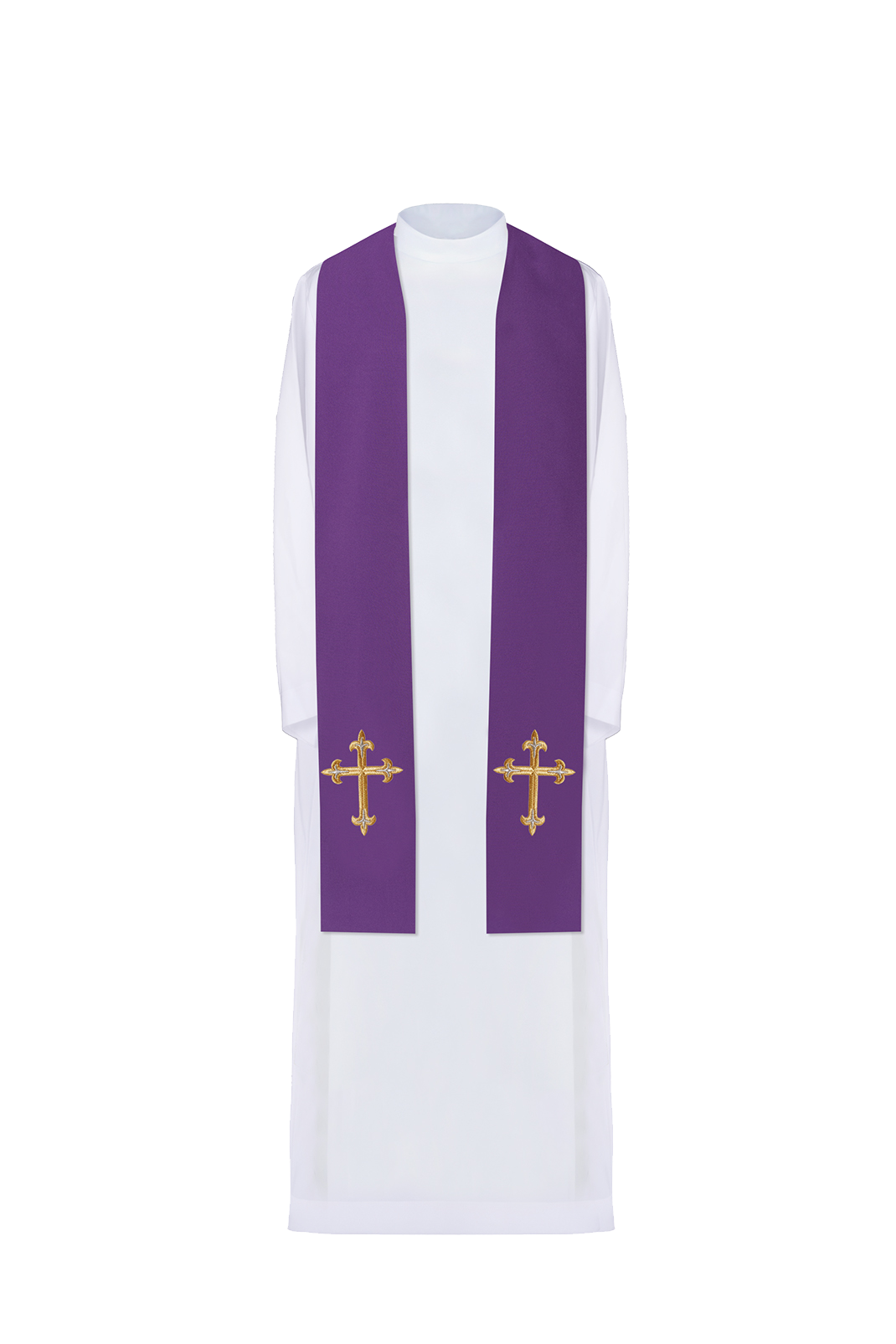 Stuła kapłańska haftowana Krzyż Fioletowa