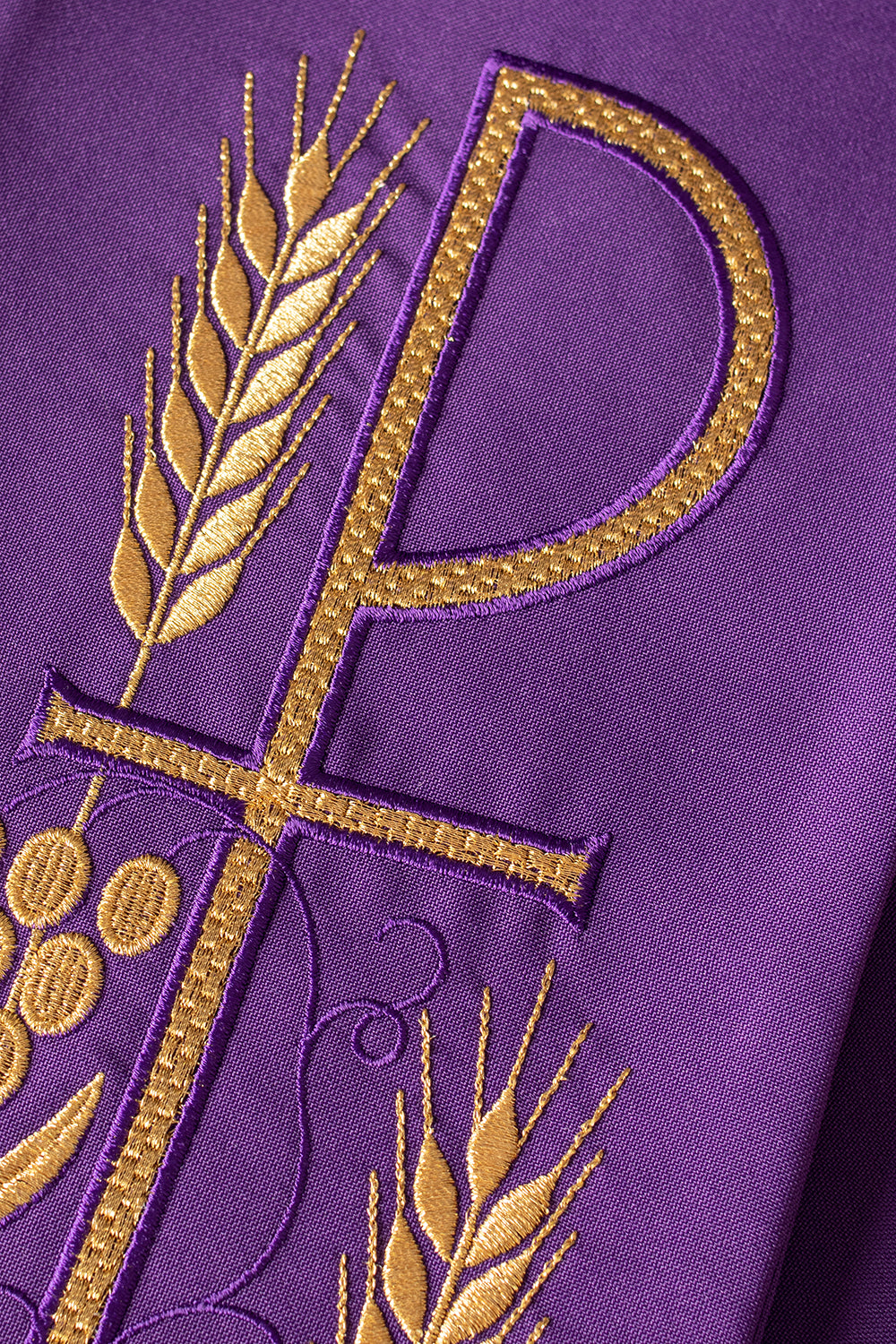 Stuła kapłańska haftowana krzyż z winogronami Fioletowa