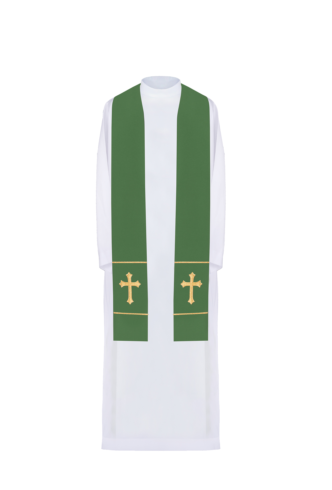 Stuła kapłańska zielona haftowana Krzyż