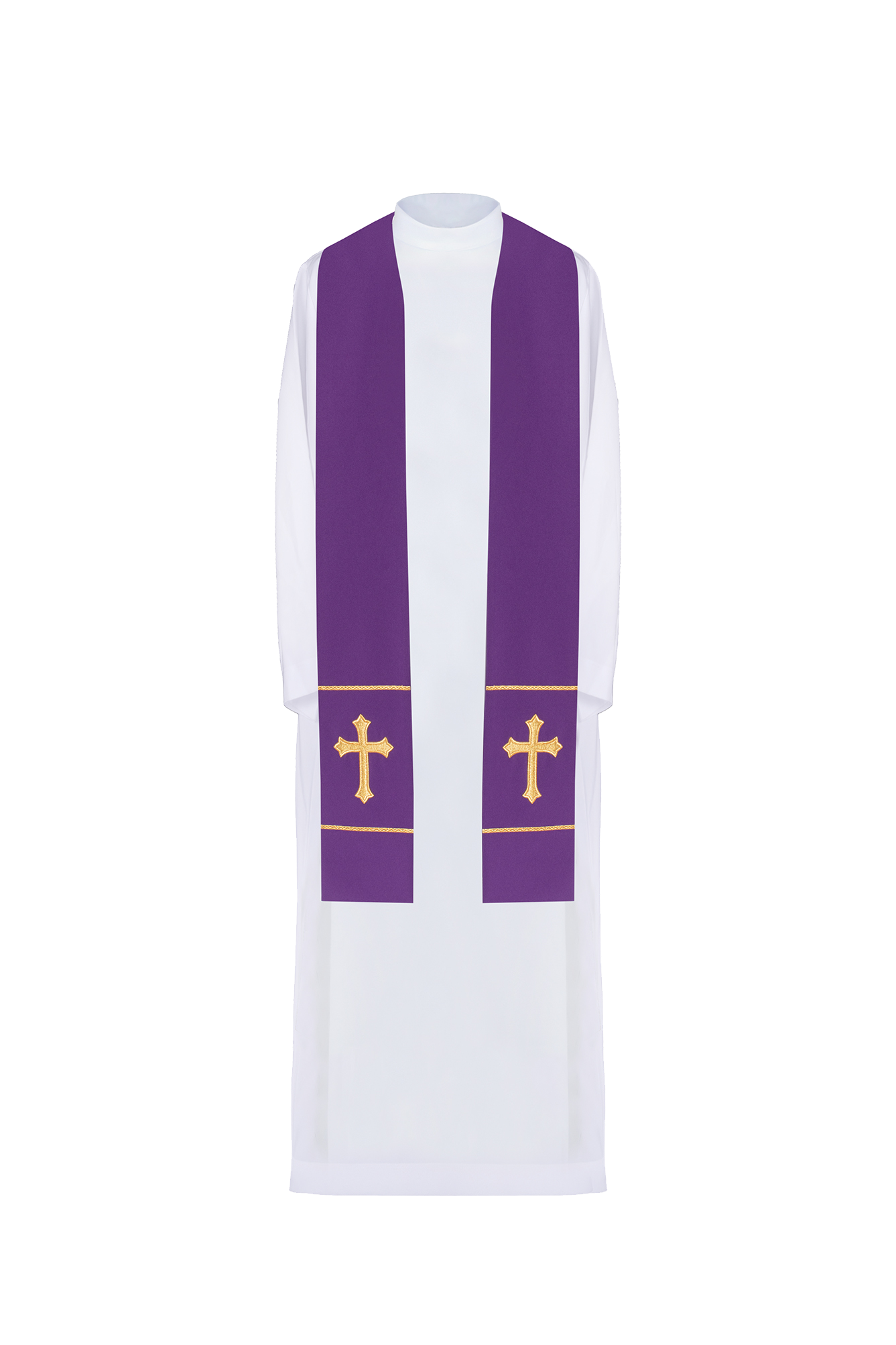 Stuła kapłańska fioletowa haftowana Krzyż