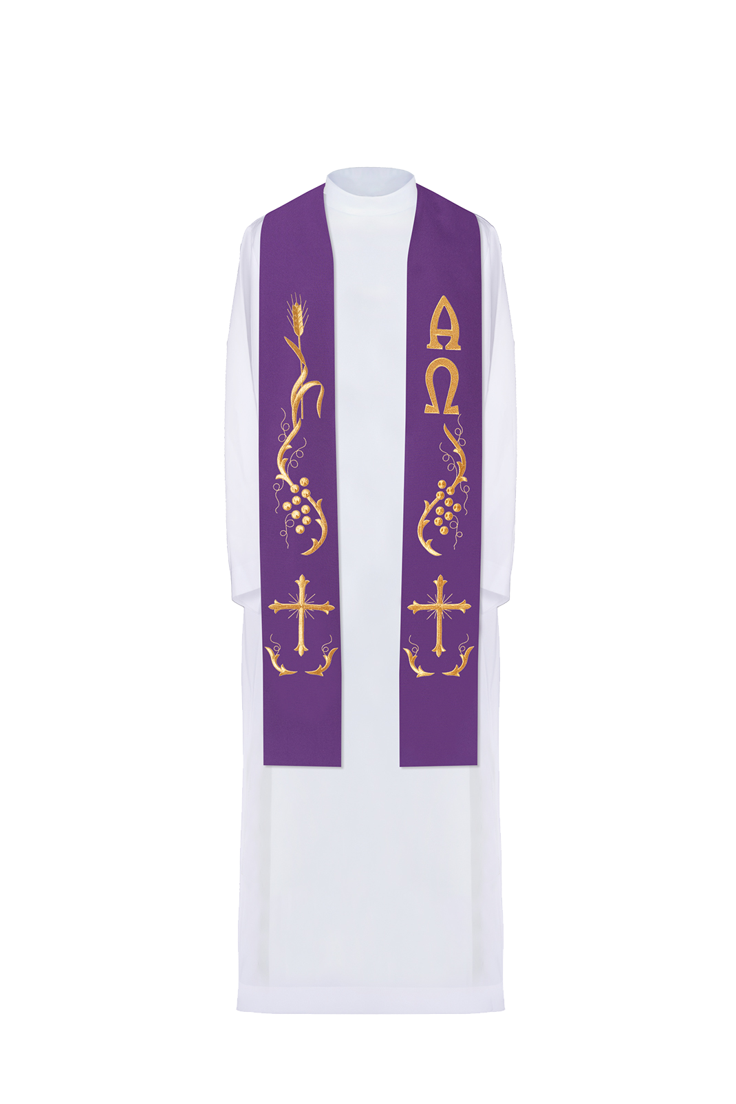 Stuła kapłańska haftowana fioletowa