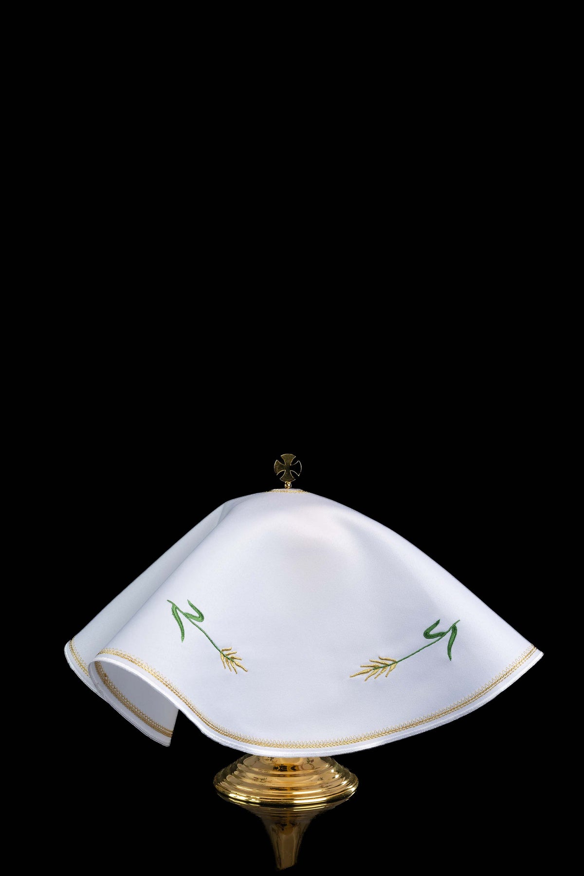 Okrągły welon na puszkę z haftem IHS i motywem eucharystycznym
