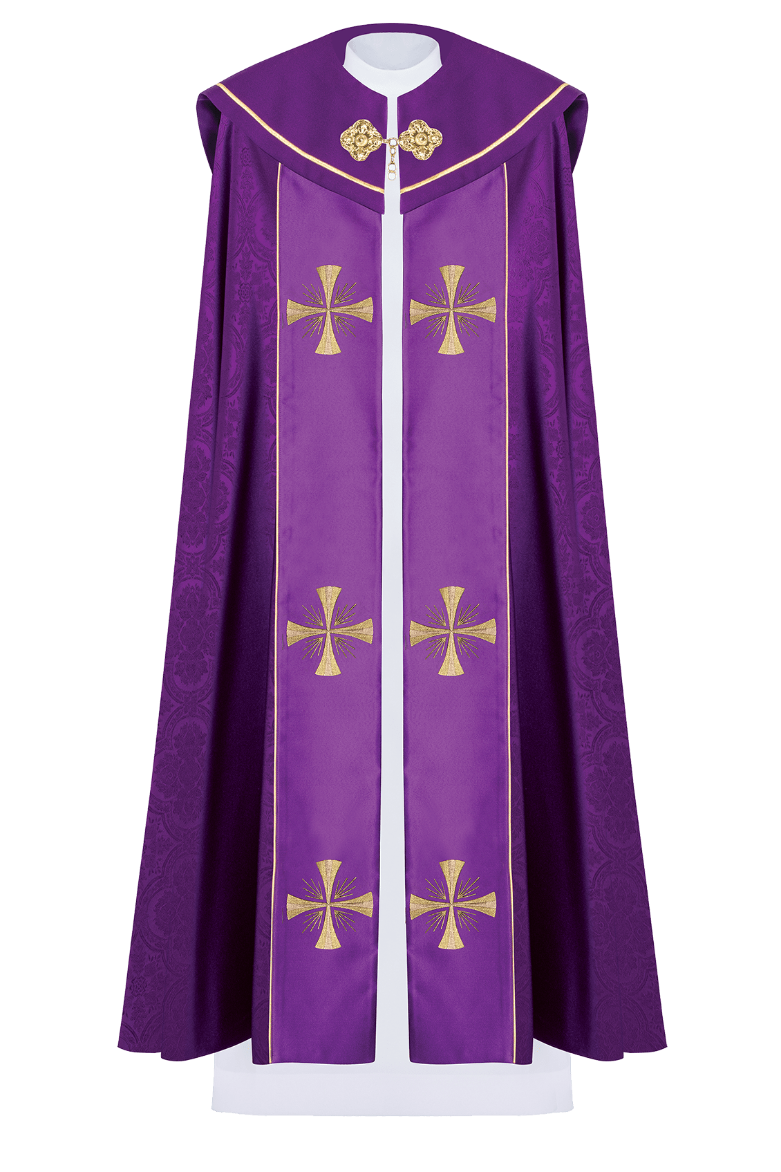 Fioletowa kapa liturgiczna z złotym IHS