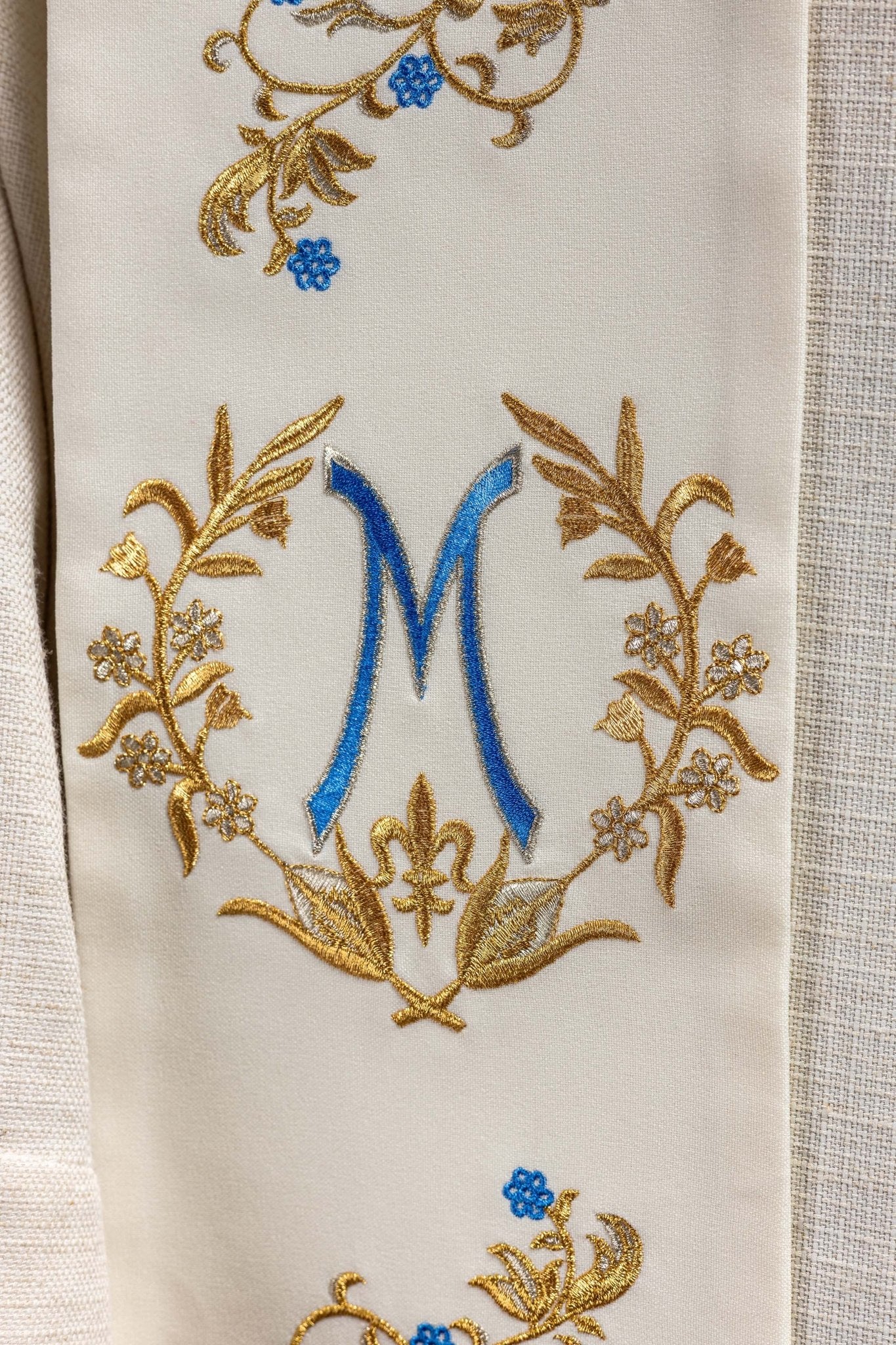 Stuła haftowana Maryjna ecru
