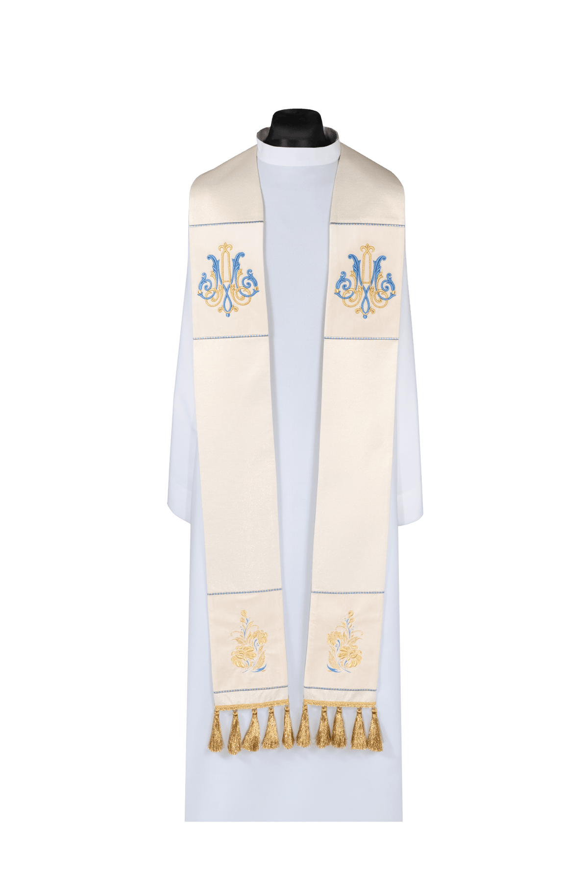 Stuła haftowana Maryjna ecru