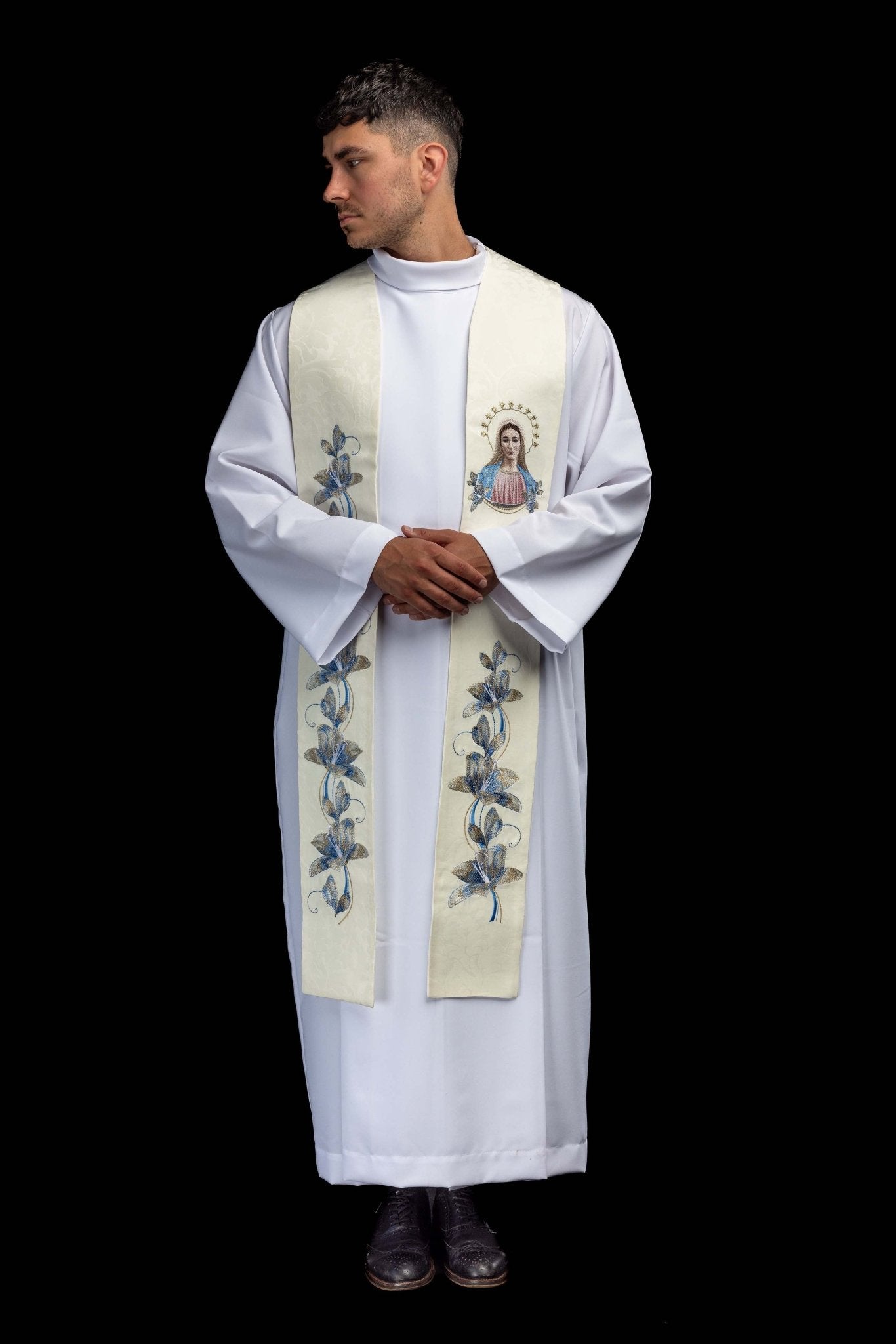 Stuła haftowana z wizerunkiem Matki Bożej Medjugorje