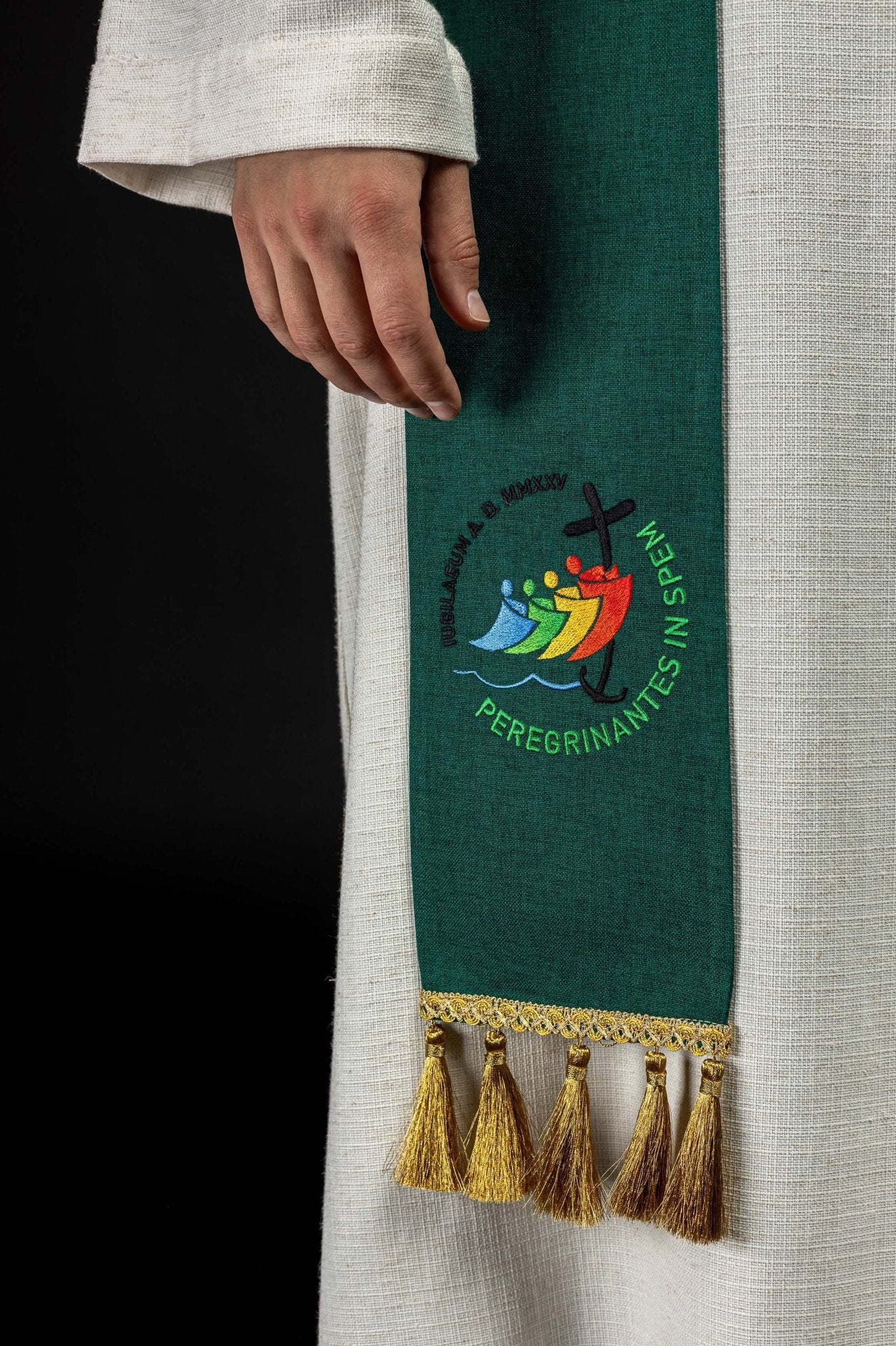 Stuła z haftem JUBILEUSZ RZYM 2025 w kolorze Zielonym